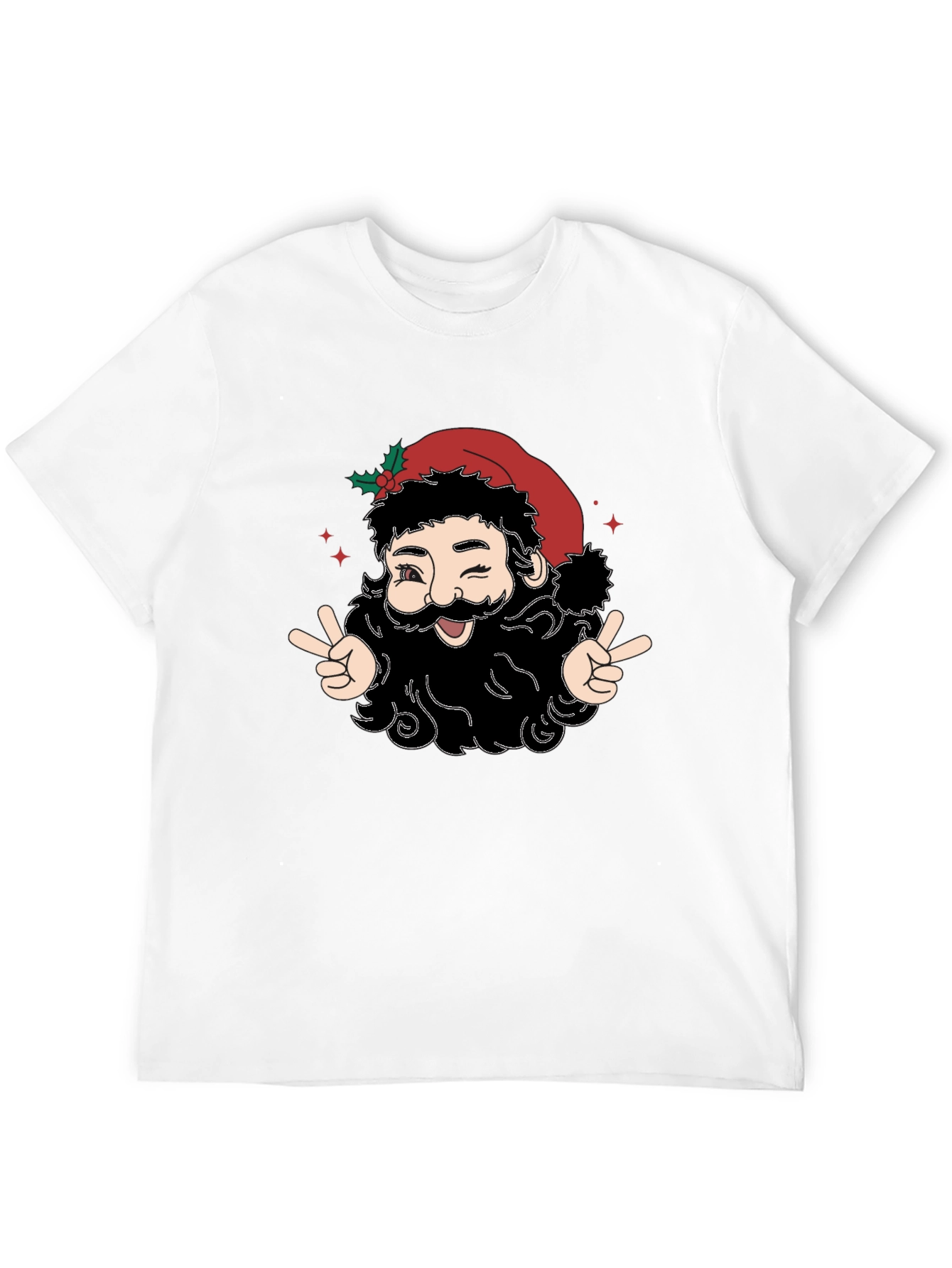 Winking Santa Peace Sign T-Shirt