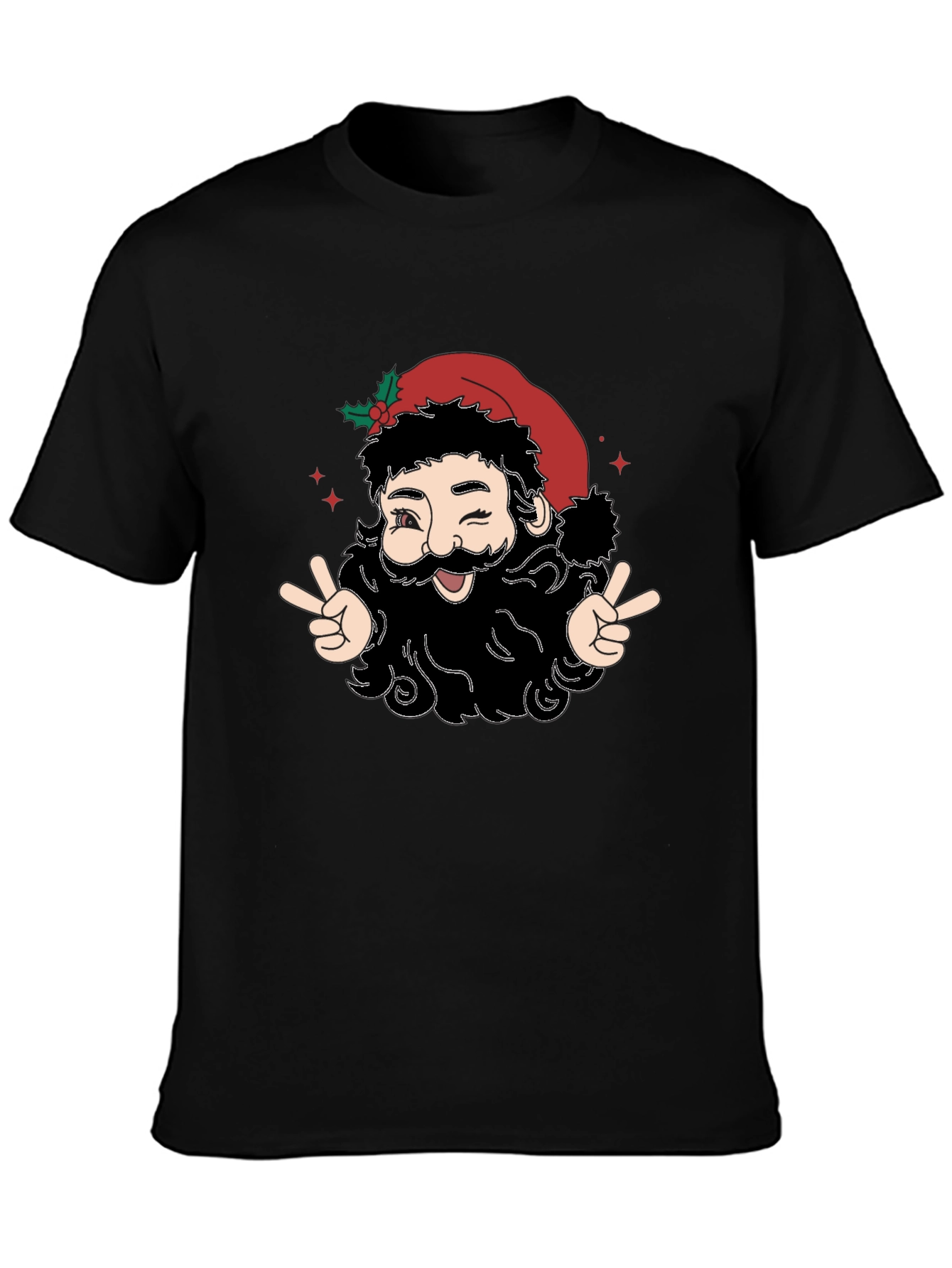 Winking Santa Peace Sign T-Shirt