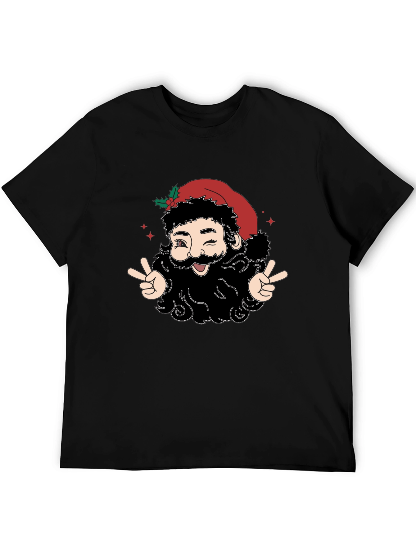 Winking Santa Peace Sign T-Shirt