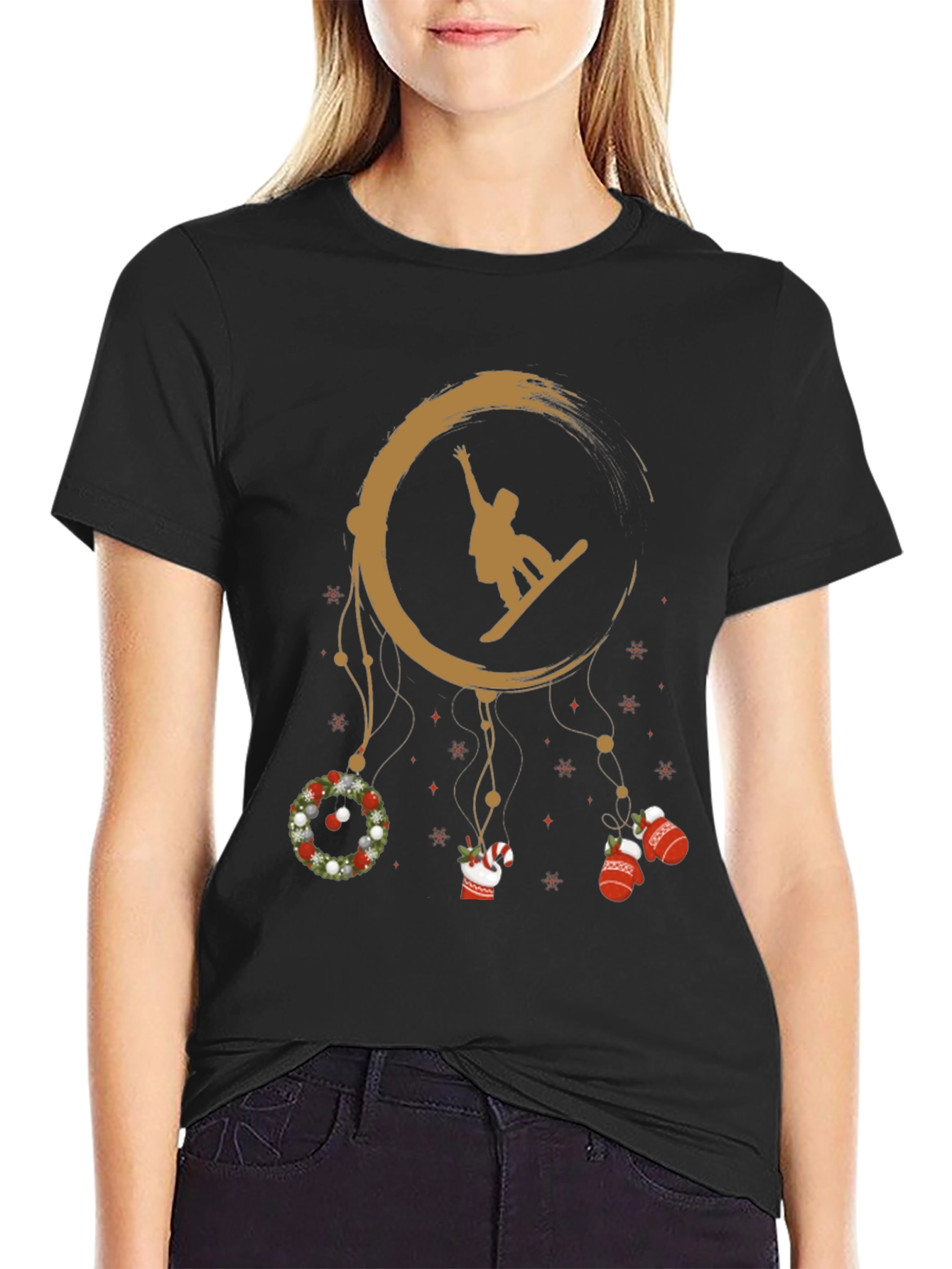 Snowboard Christmas Dreamcatcher Graphic Tee