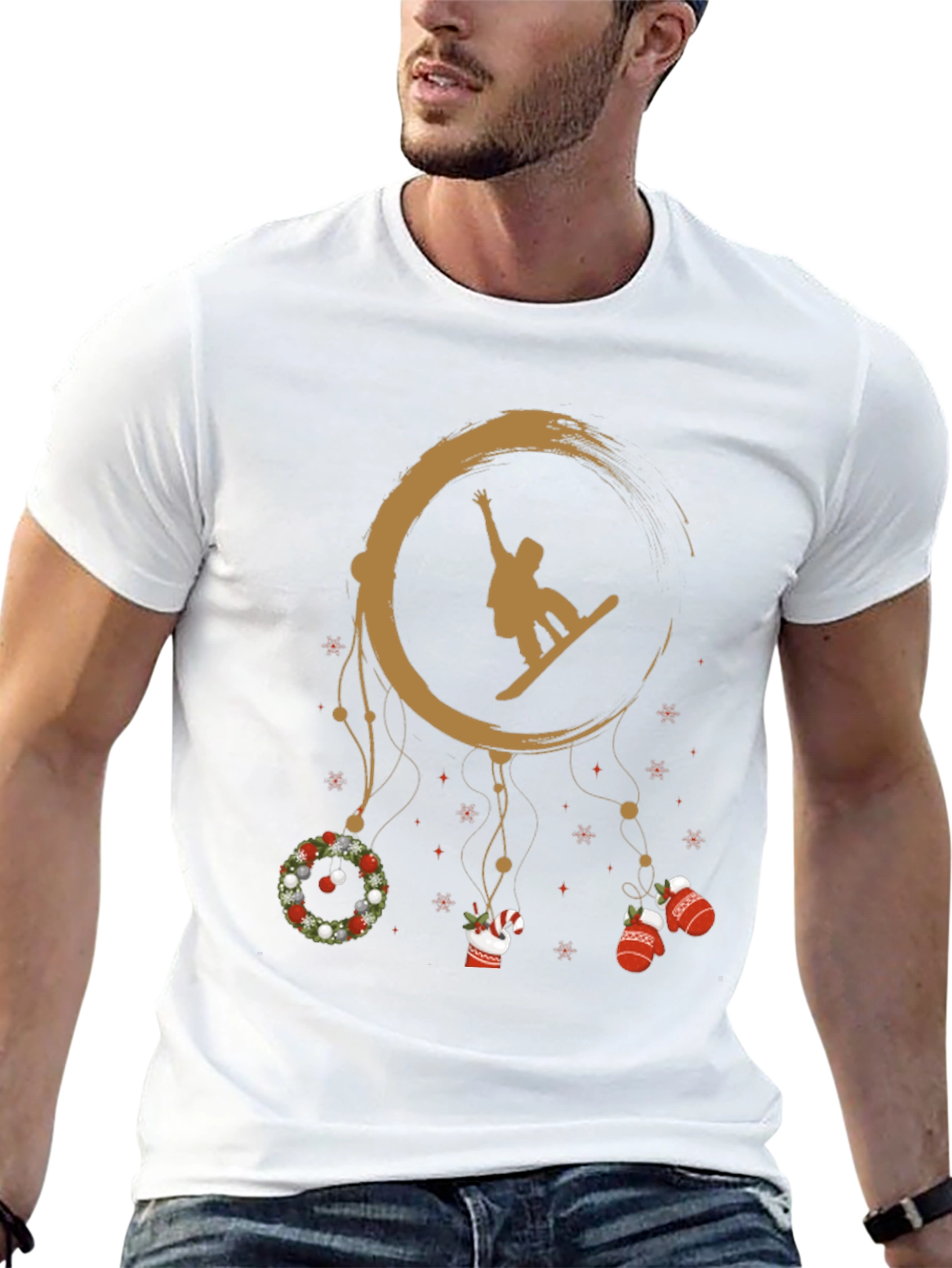 Snowboard Christmas Dreamcatcher Graphic Tee