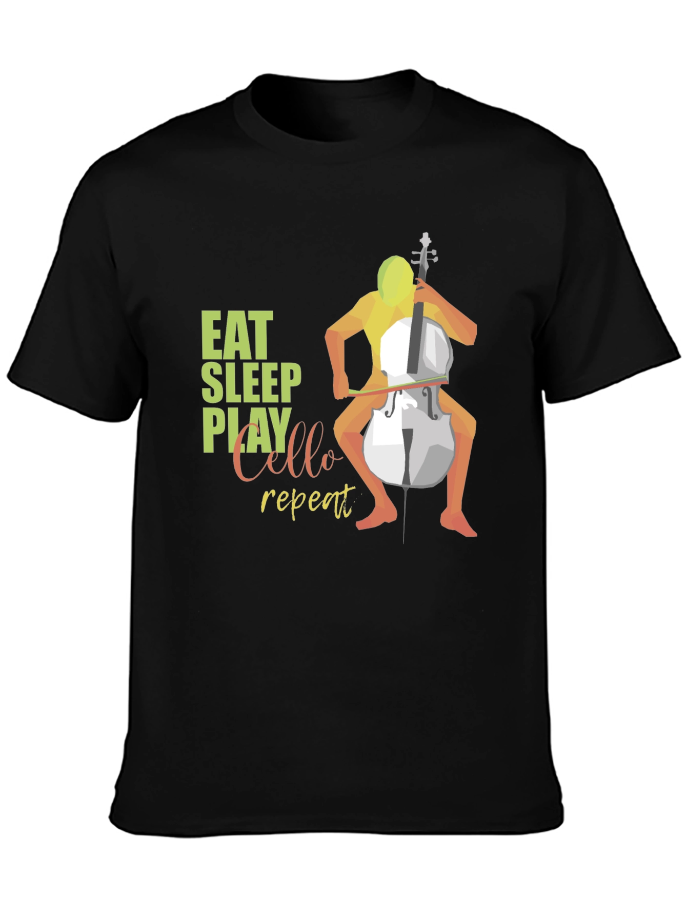 Eat Sleep Play Cello Repeat Black T-Shirt