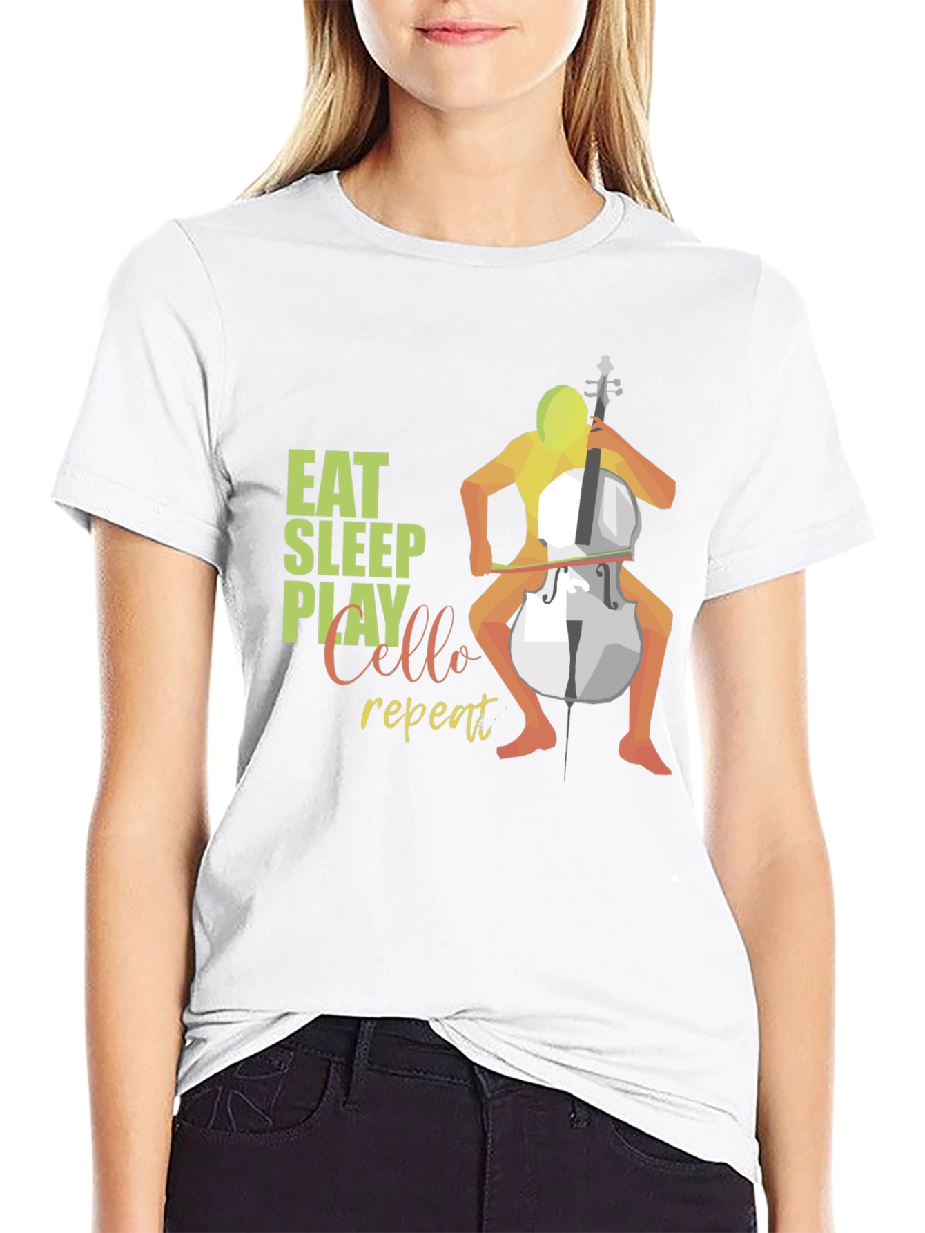 Eat Sleep Play Cello Repeat Black T-Shirt