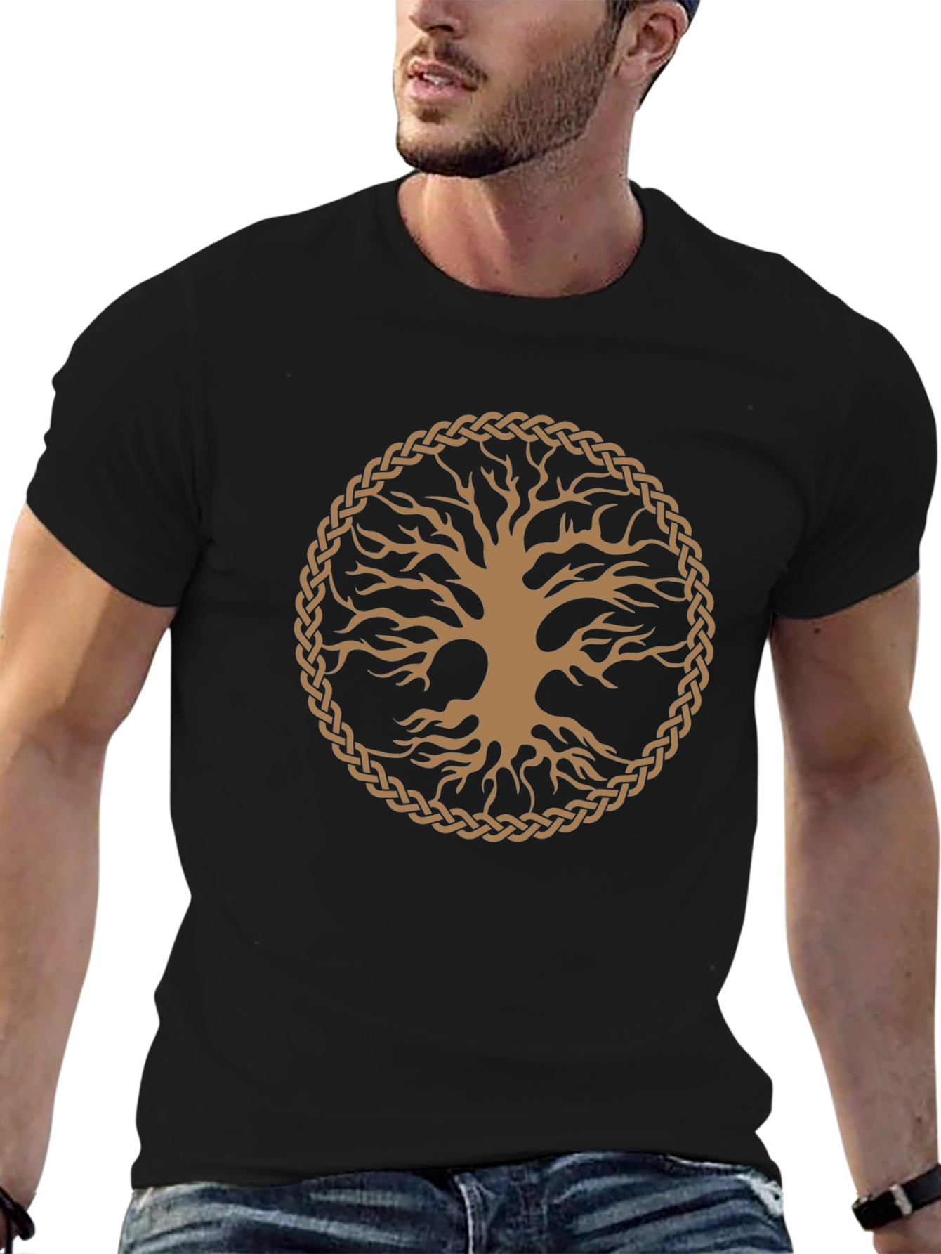 Celtic Tree of Life Graphic T-Shirt - Black