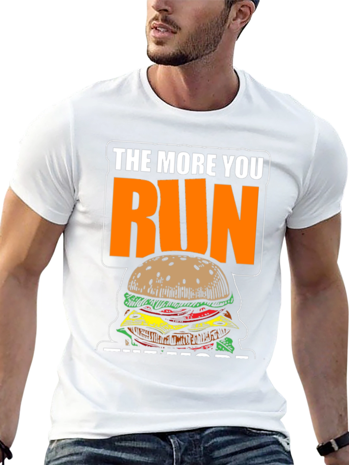 Funny Running Burger T-Shirt: The More You Run!