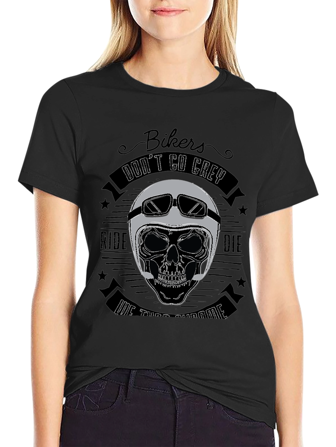 Bikers Dont Go Grey Skull T-Shirt