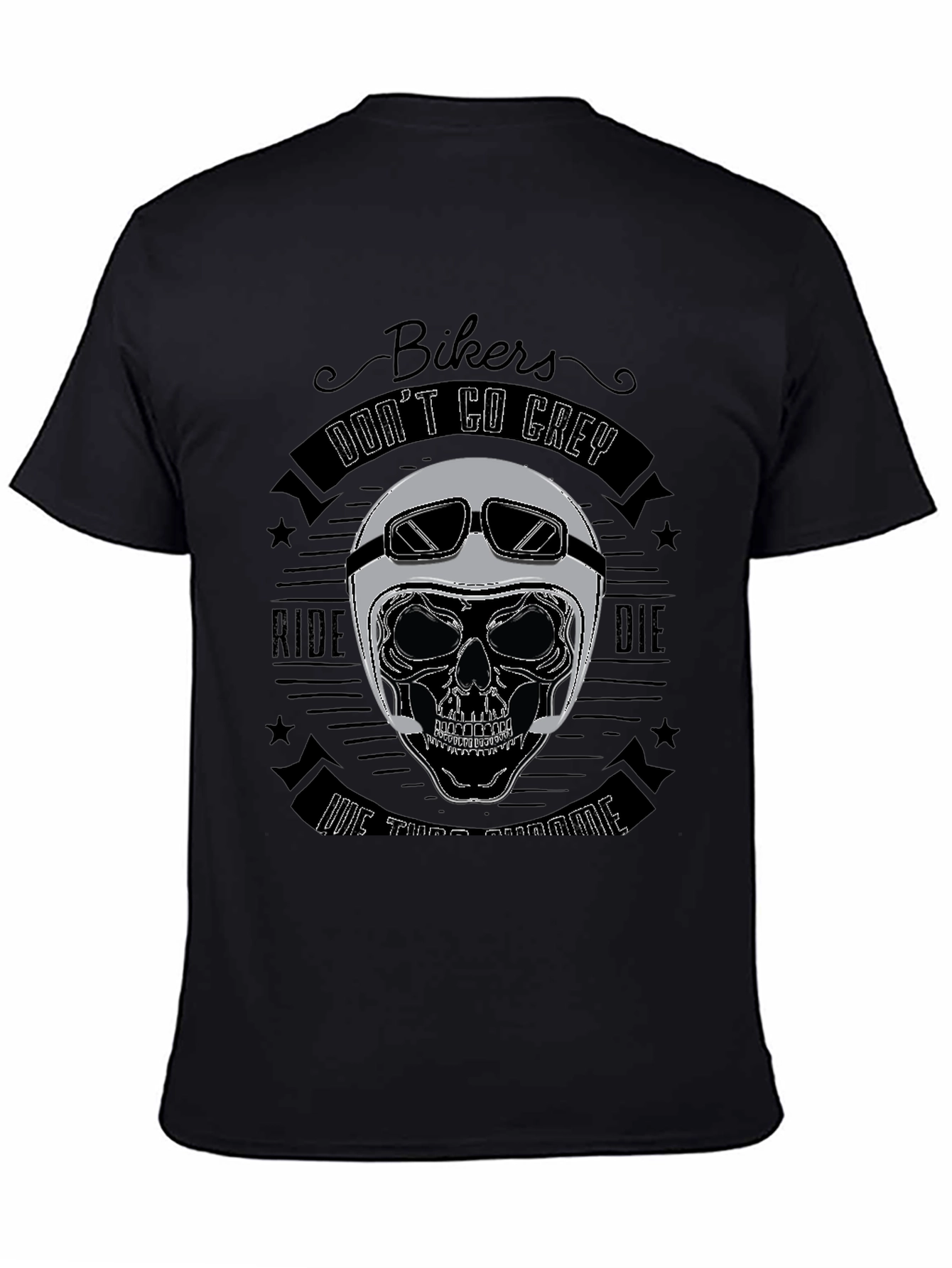 Bikers Dont Go Grey Skull T-Shirt