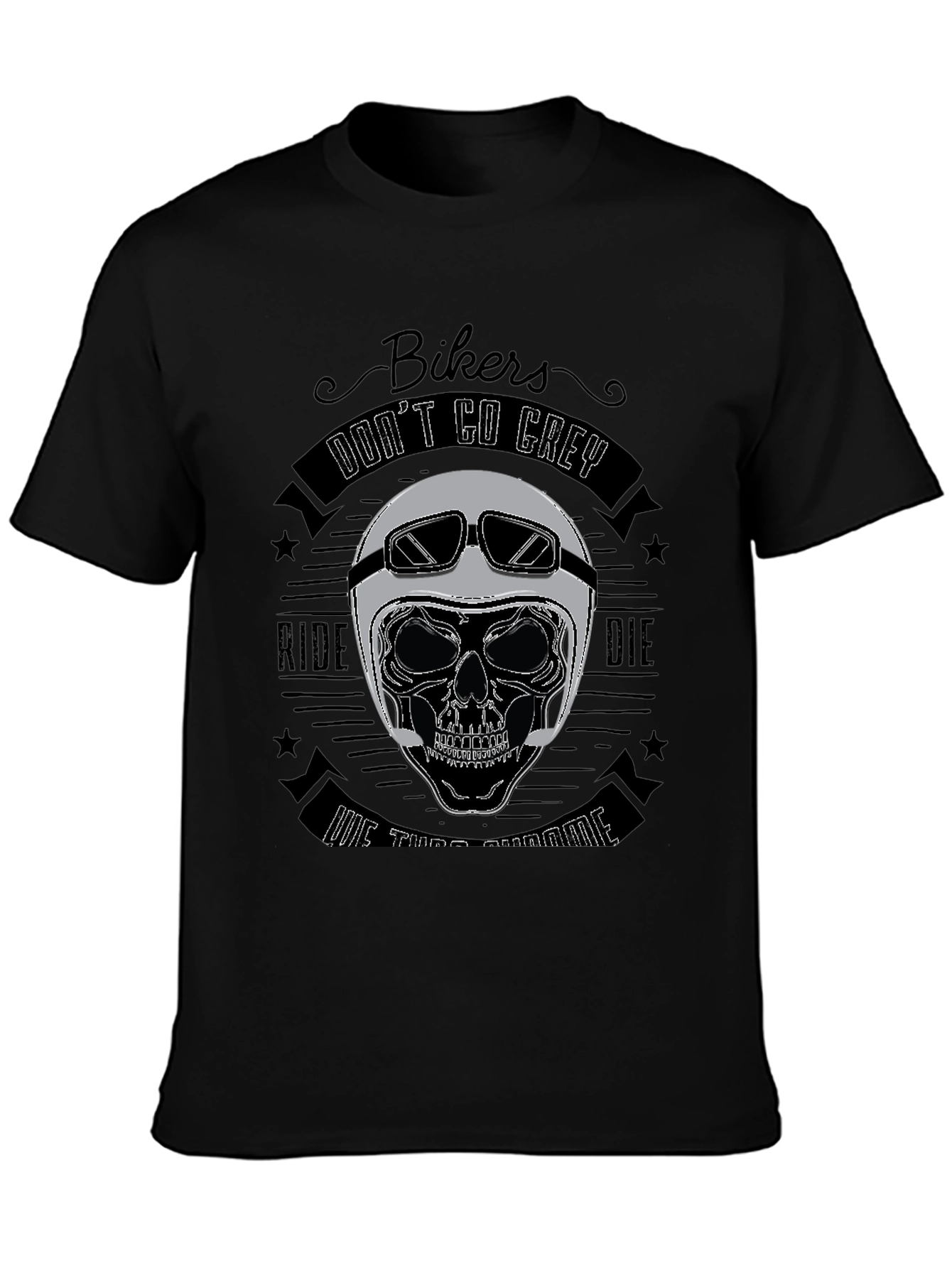 Bikers Dont Go Grey Skull T-Shirt