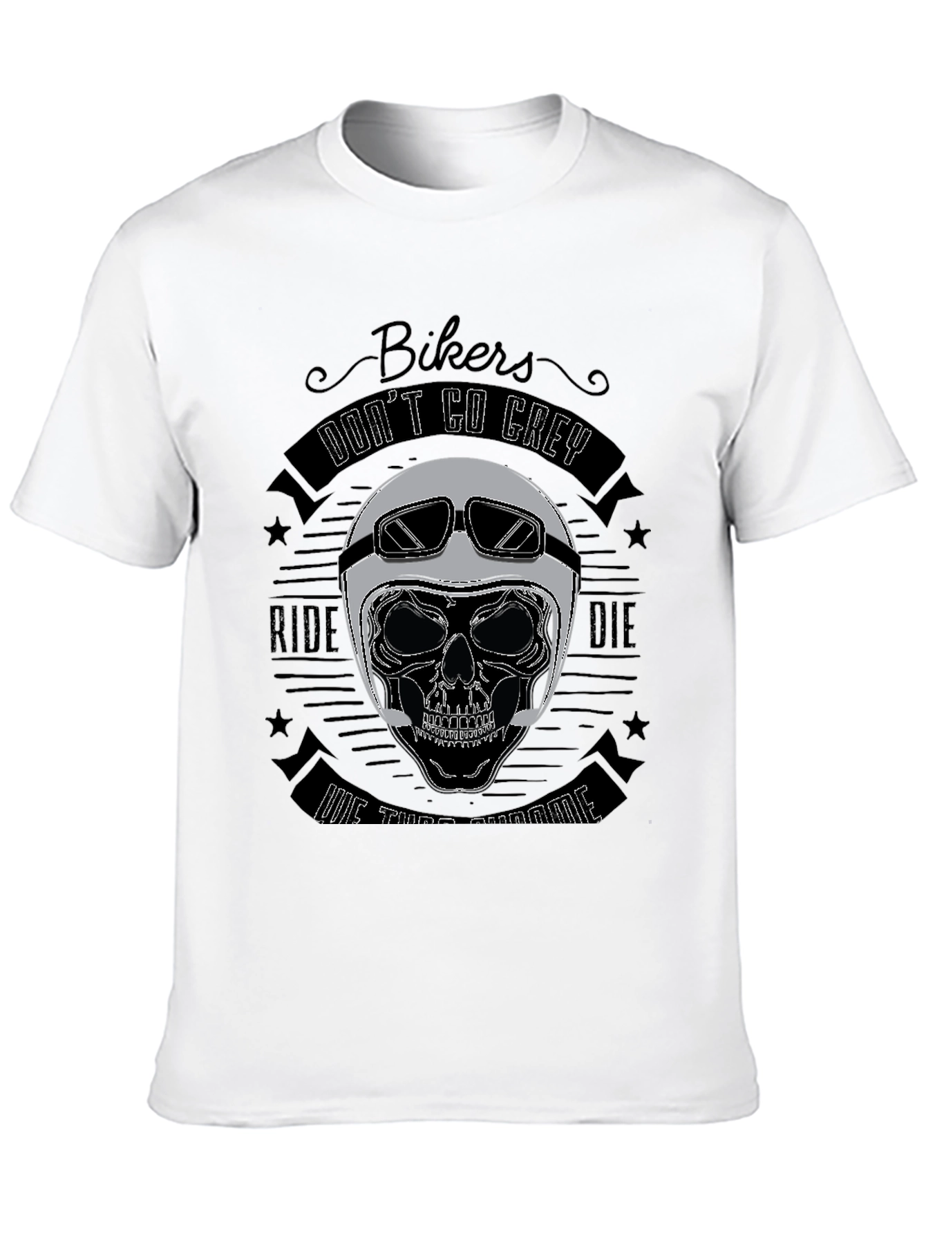 Bikers Dont Go Grey Skull T-Shirt