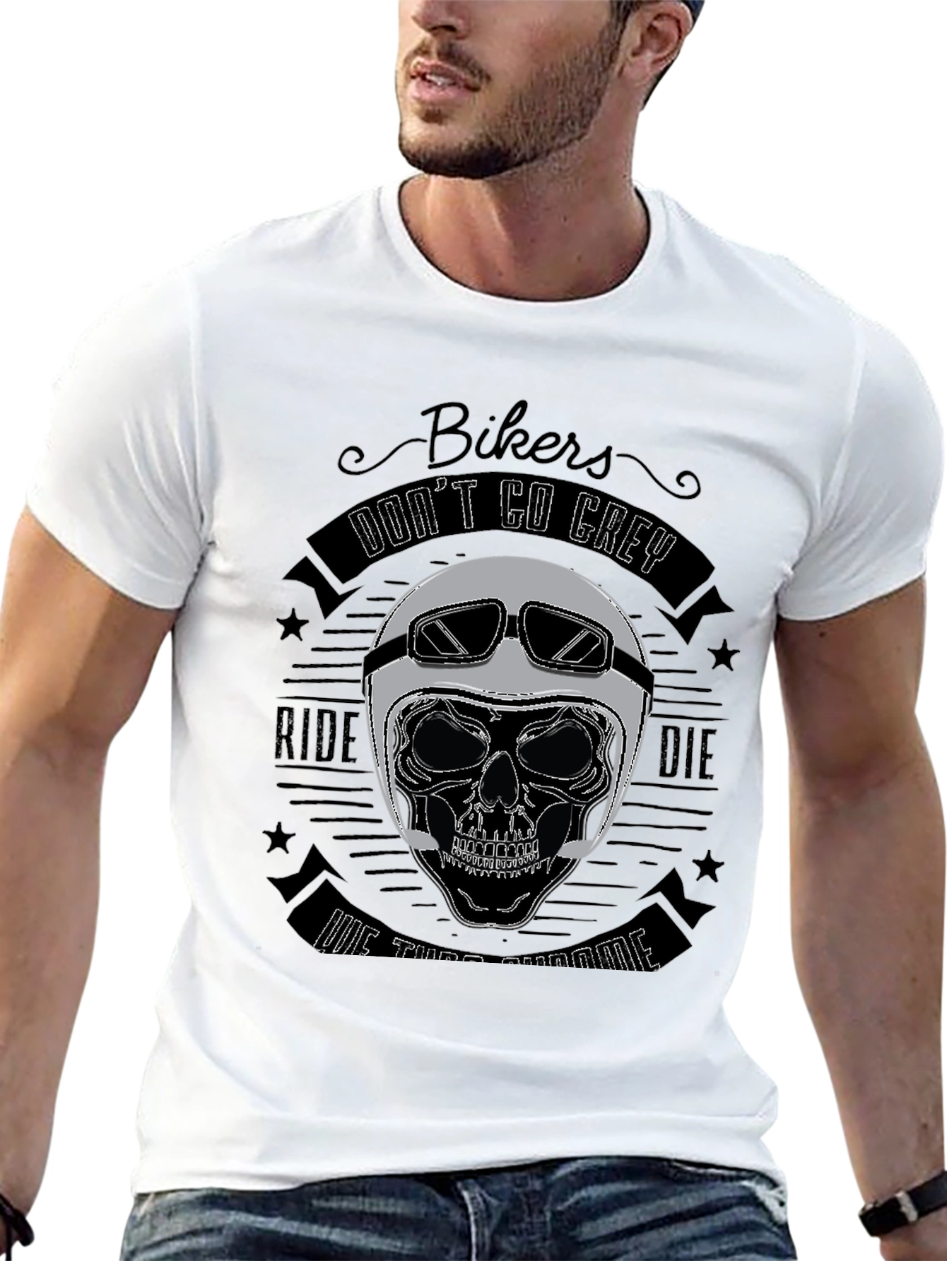 Bikers Dont Go Grey Skull T-Shirt