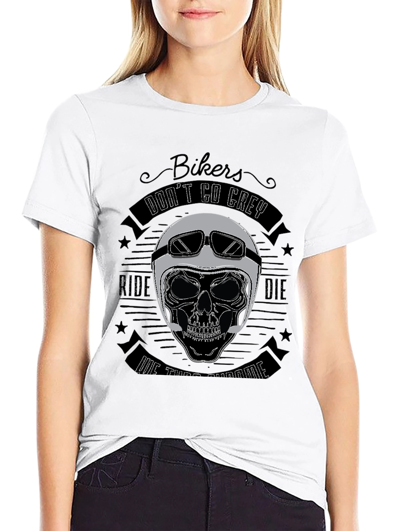Bikers Dont Go Grey Skull T-Shirt