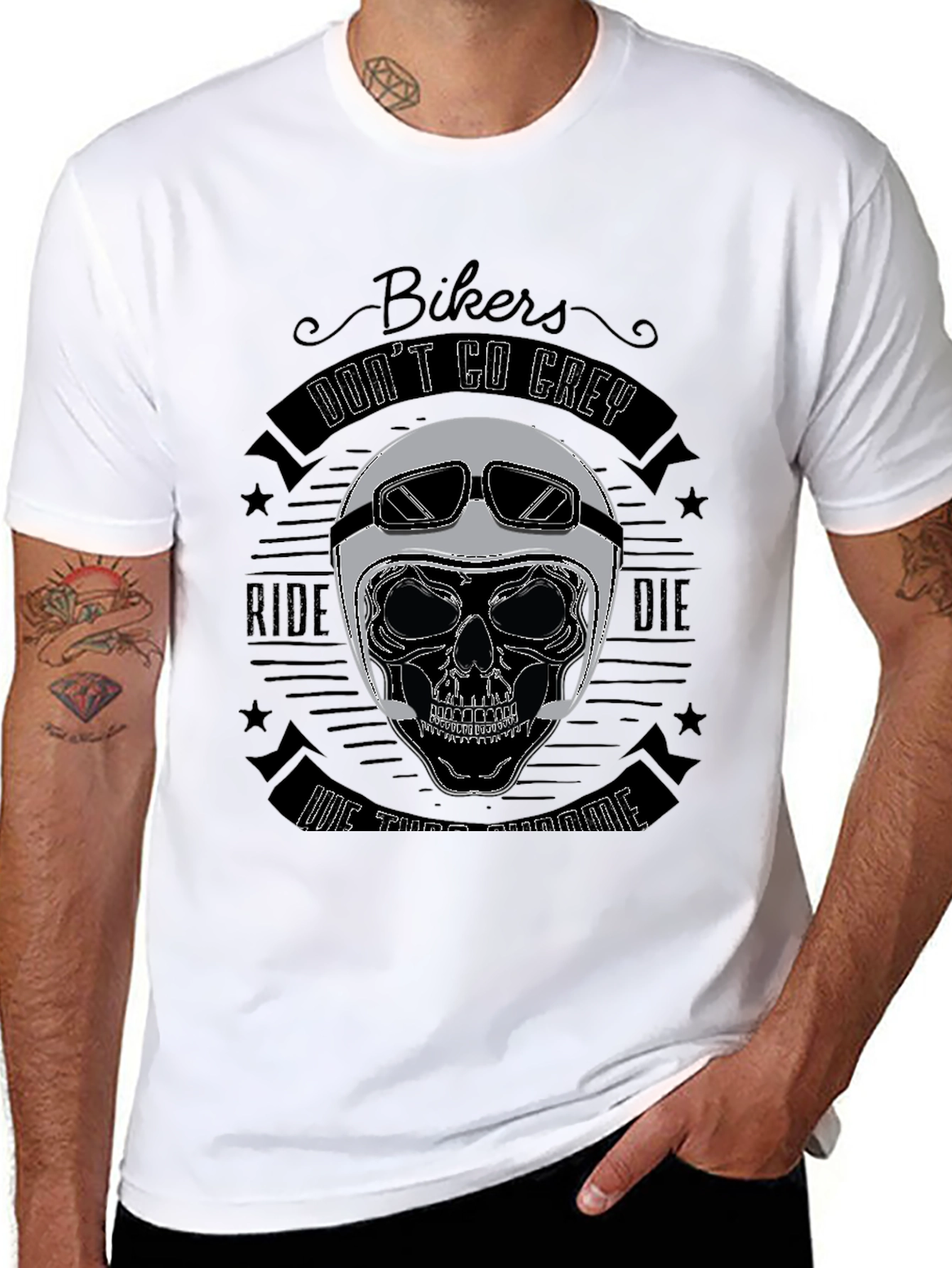 Bikers Dont Go Grey Skull T-Shirt