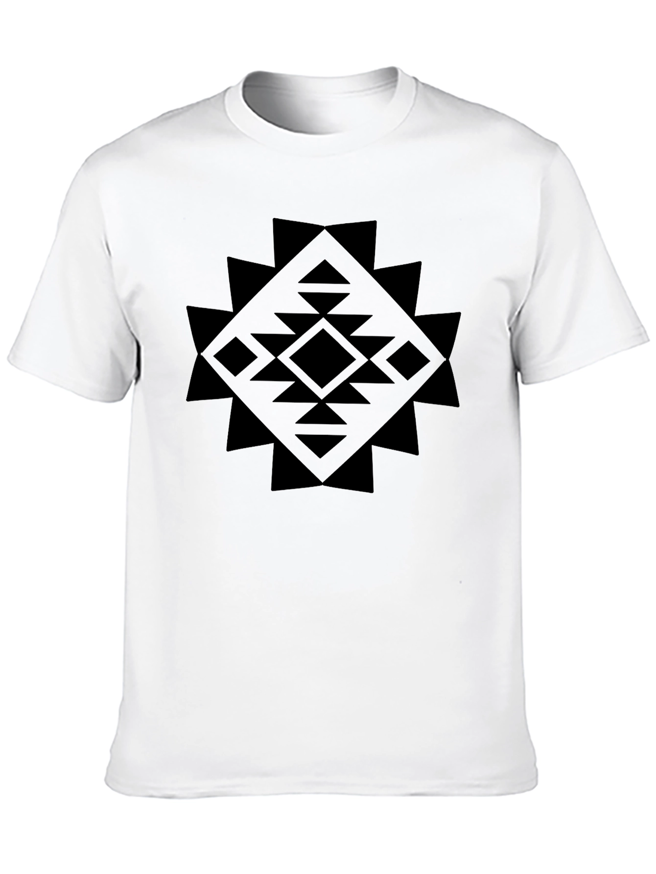 Geometric Print Black Crew Neck T-Shirt
