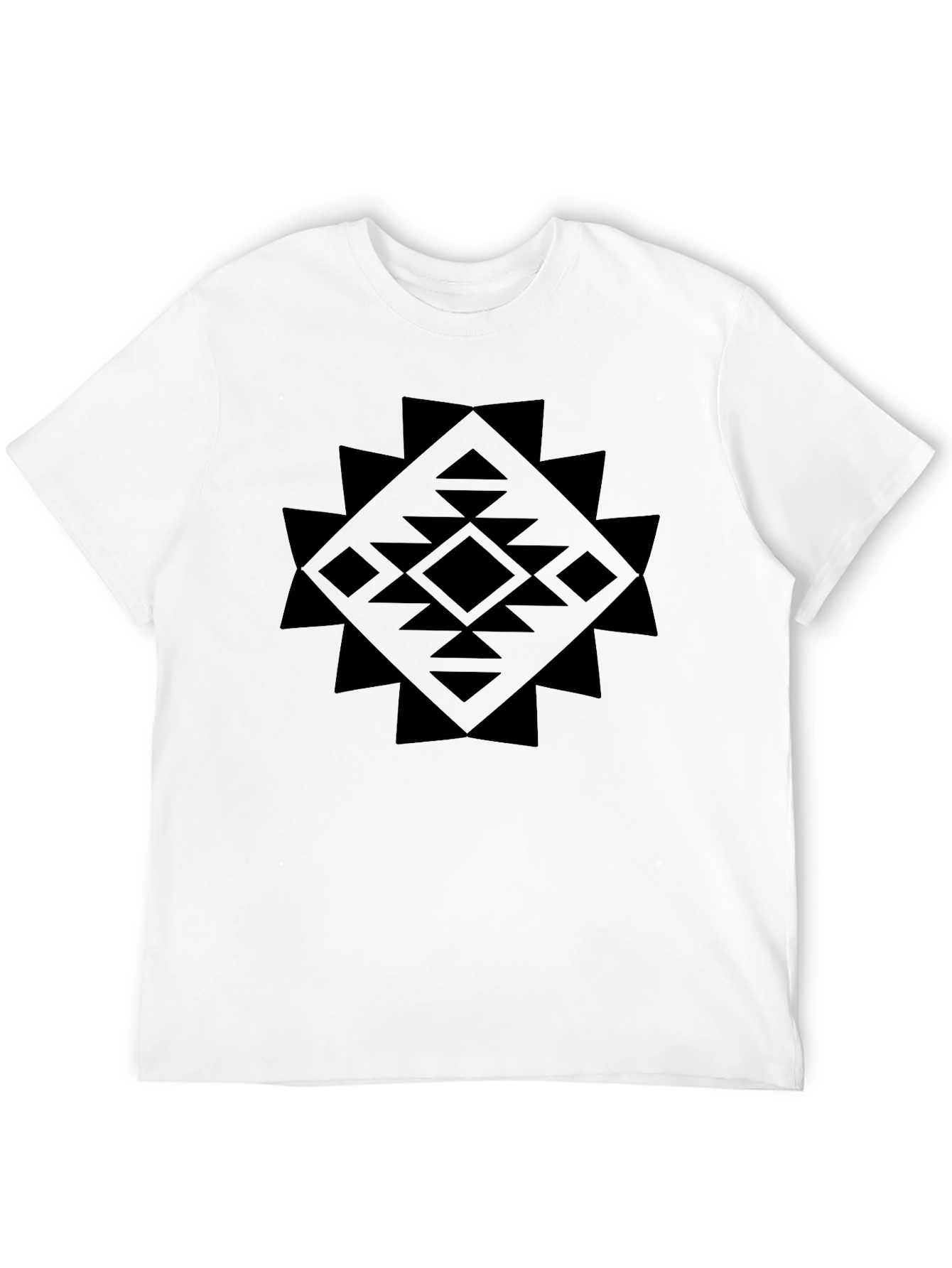 Geometric Print Black Crew Neck T-Shirt