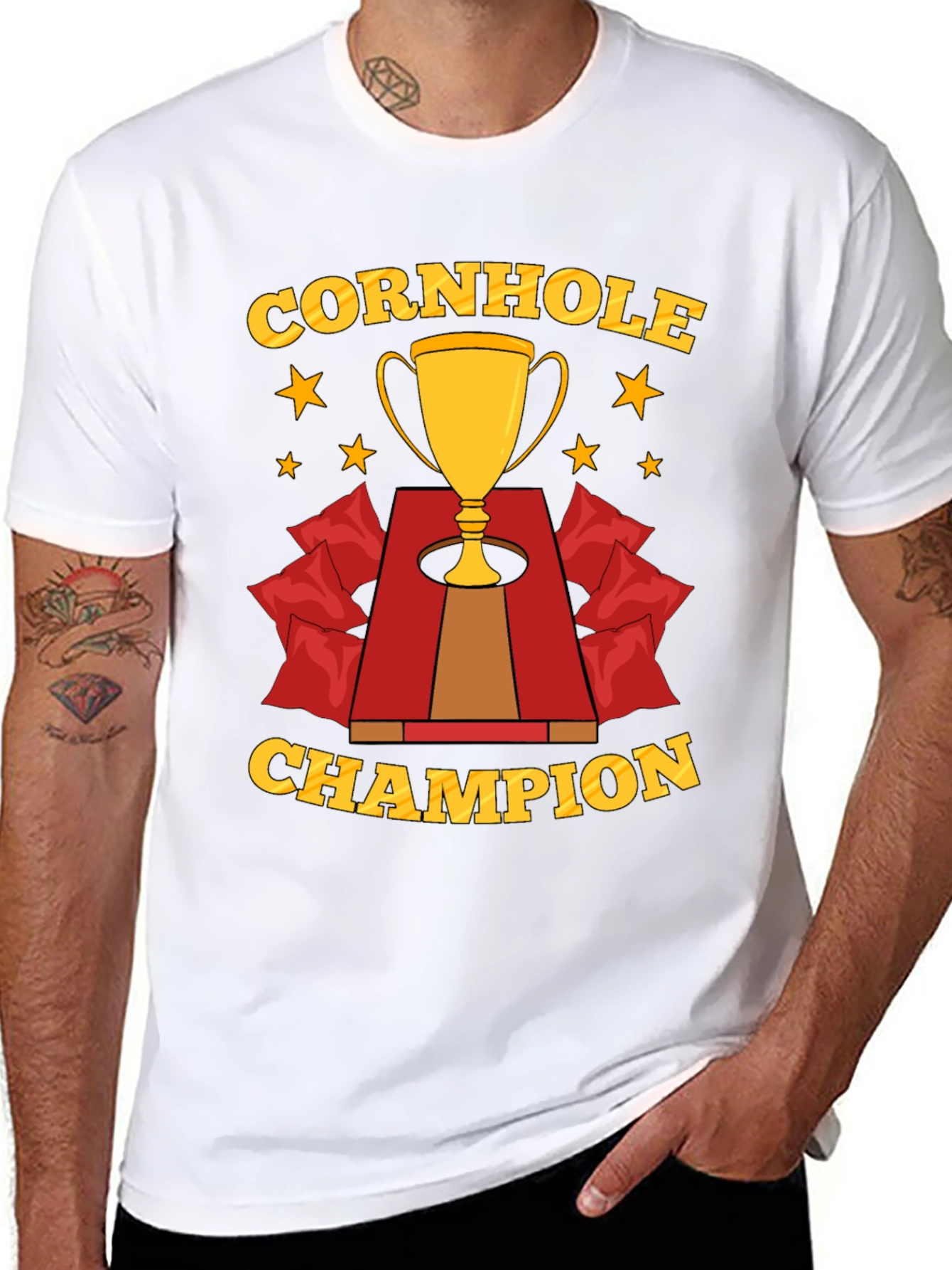 Cornhole Champion T-Shirt Trophy Design