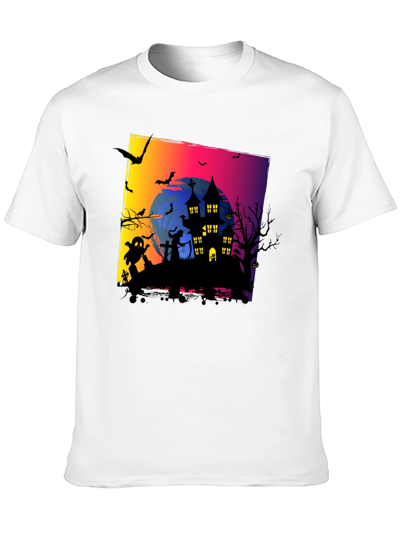 Spooky Halloween Haunted House Graphic Tee