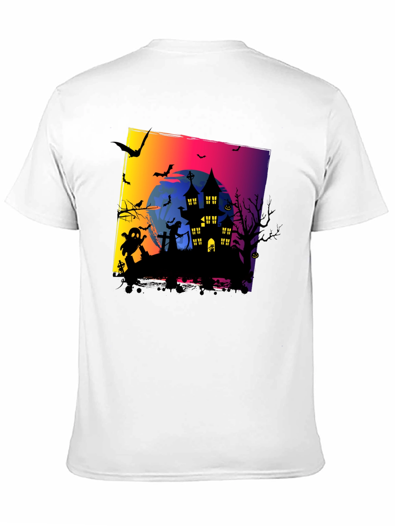 Spooky Halloween Haunted House Graphic Tee