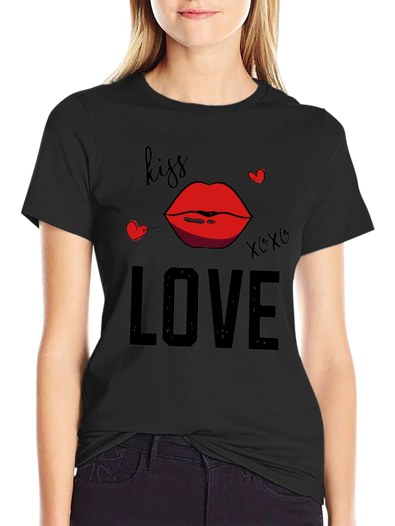 Kiss Love Graphic Tee - Valentines Day Shirt