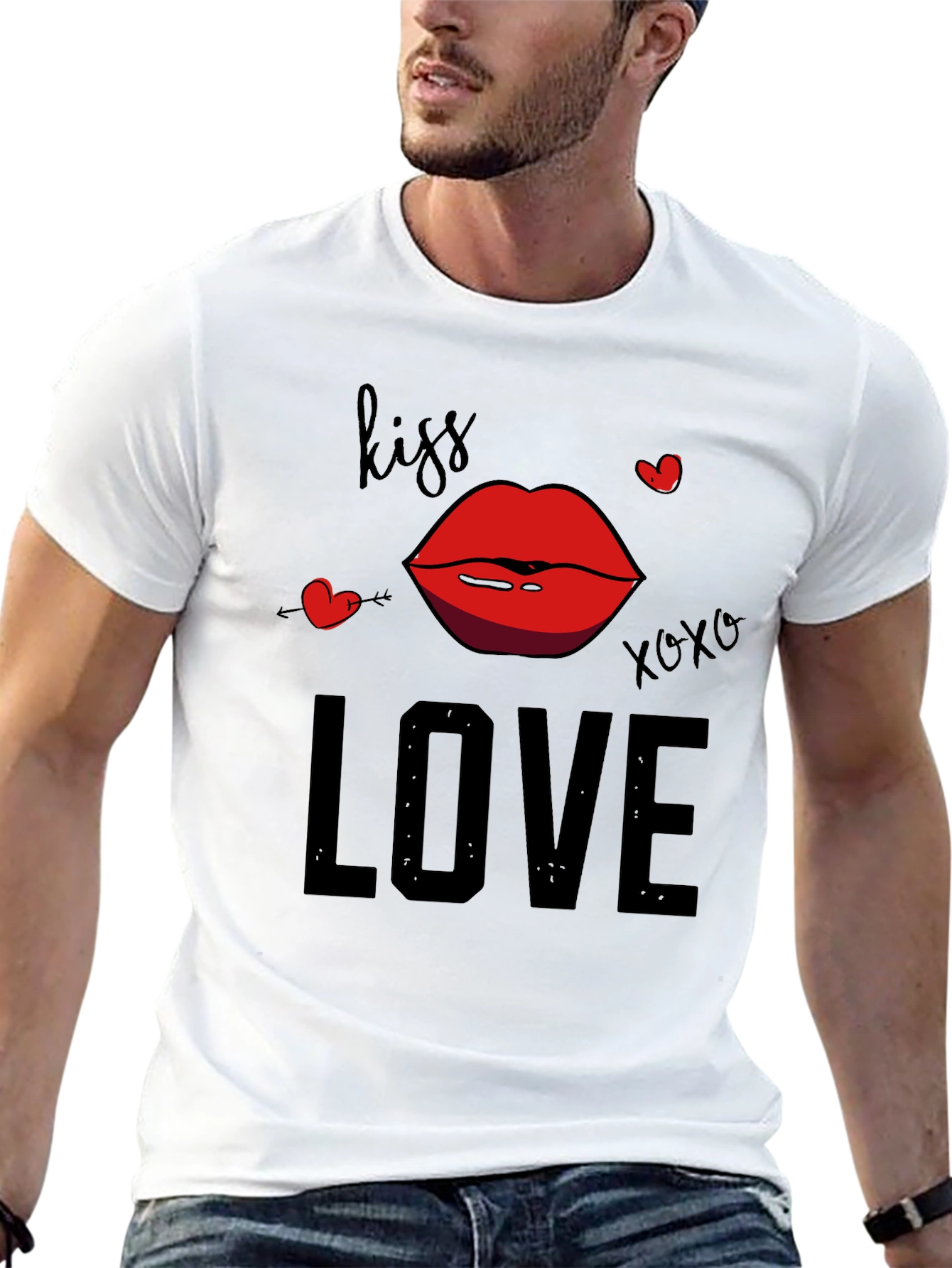 Kiss Love Graphic Tee - Valentines Day Shirt