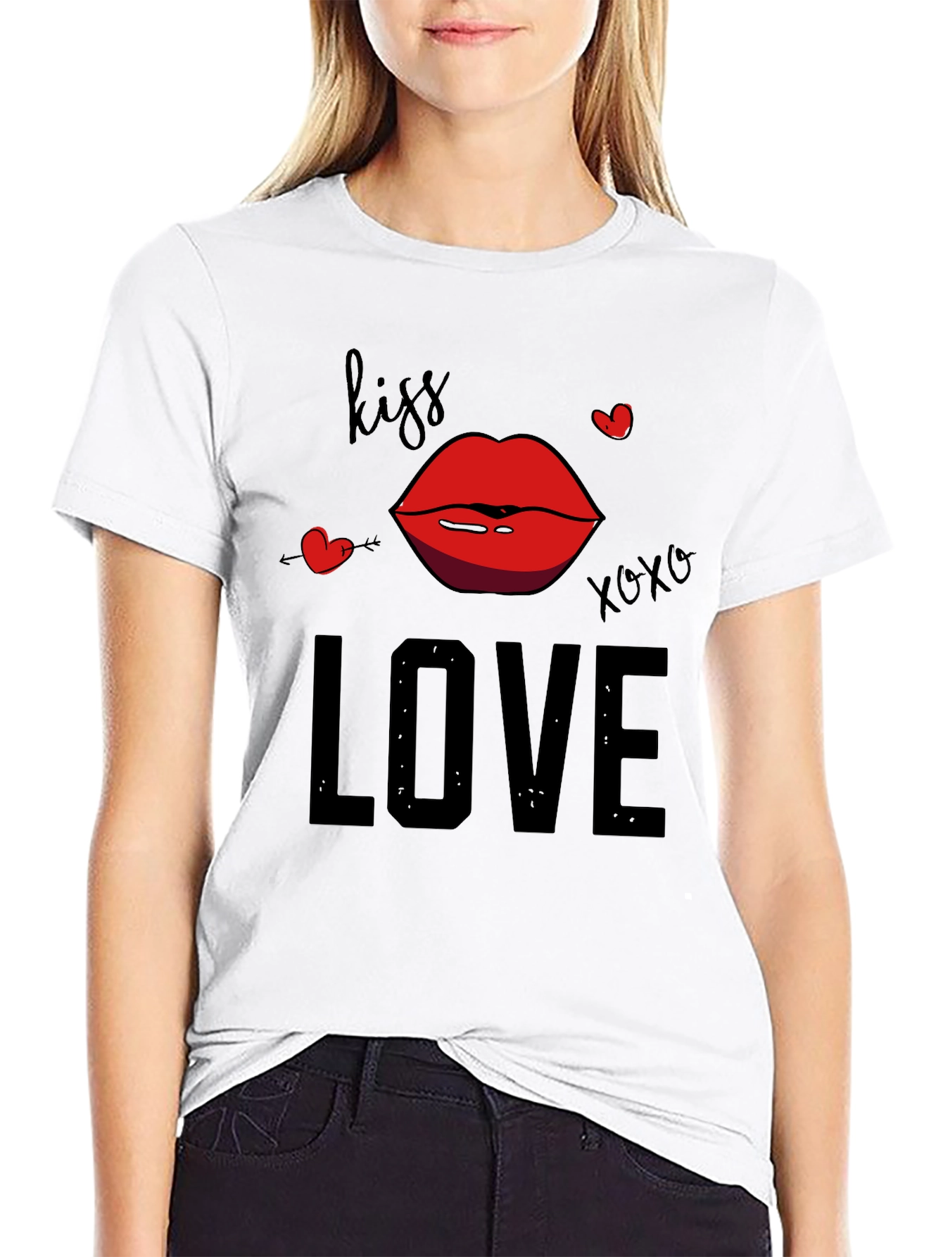 Kiss Love Graphic Tee - Valentines Day Shirt