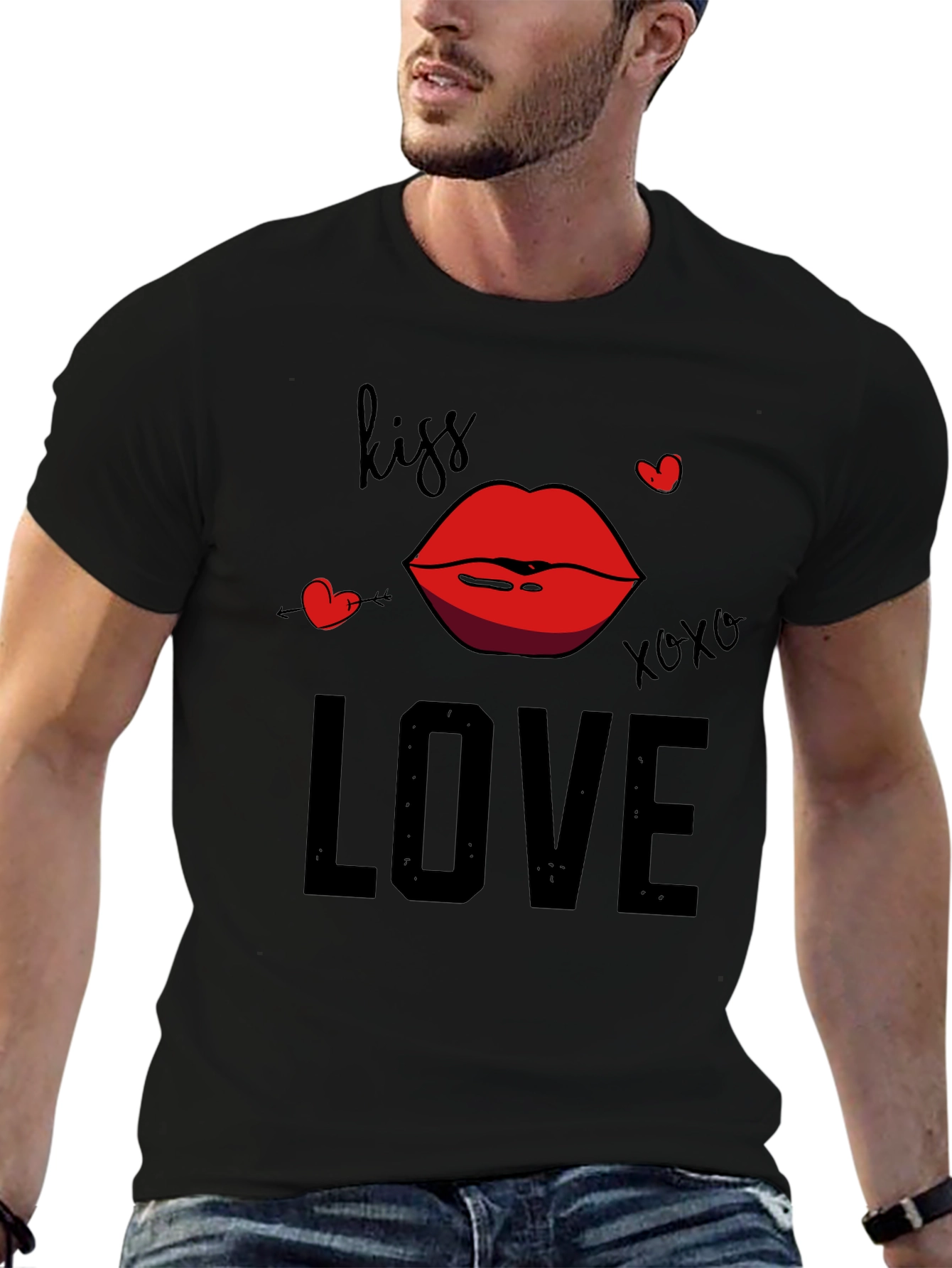 Kiss Love Graphic Tee - Valentines Day Shirt
