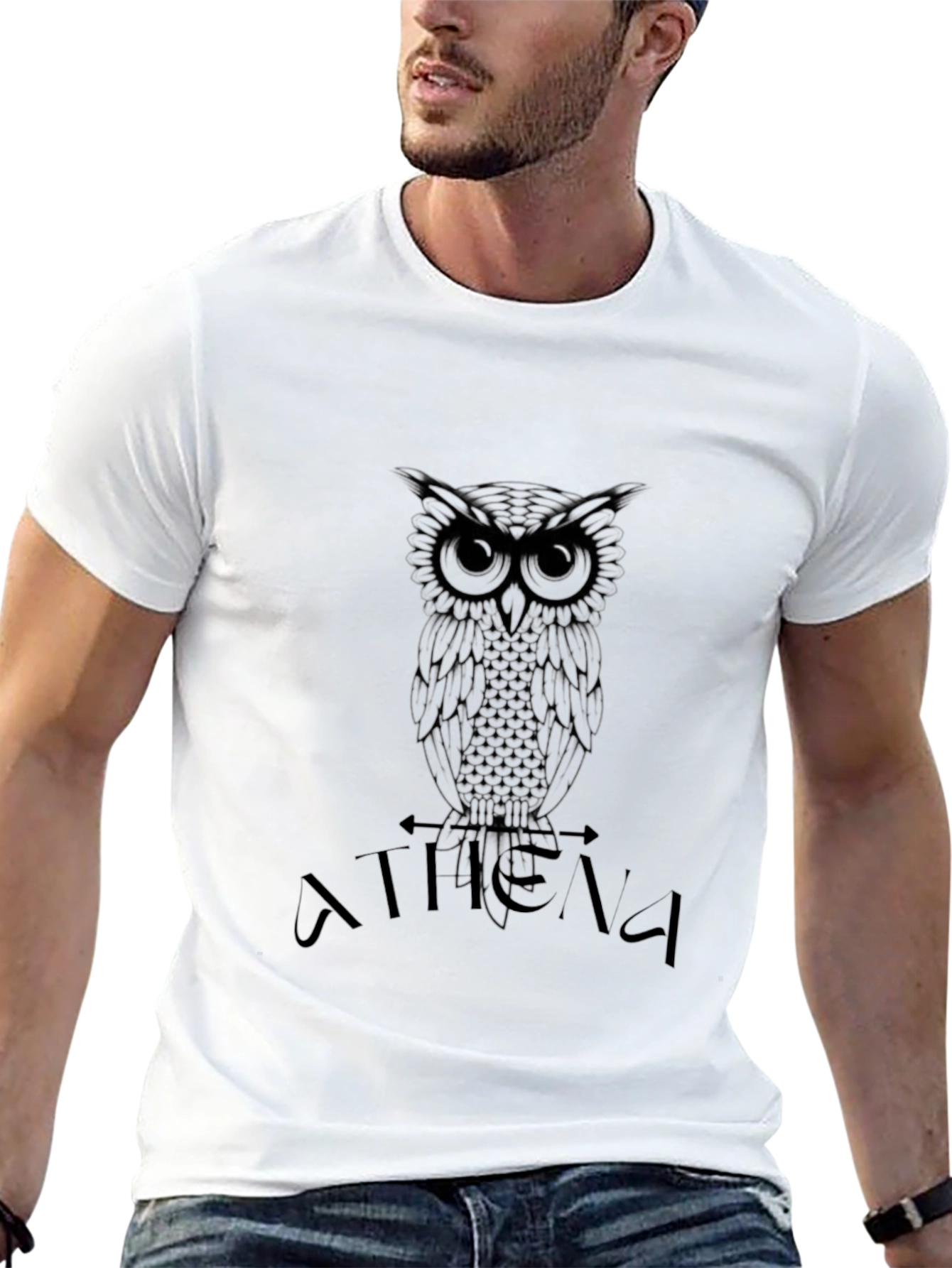 Athena Owl Graphic T-Shirt - Black