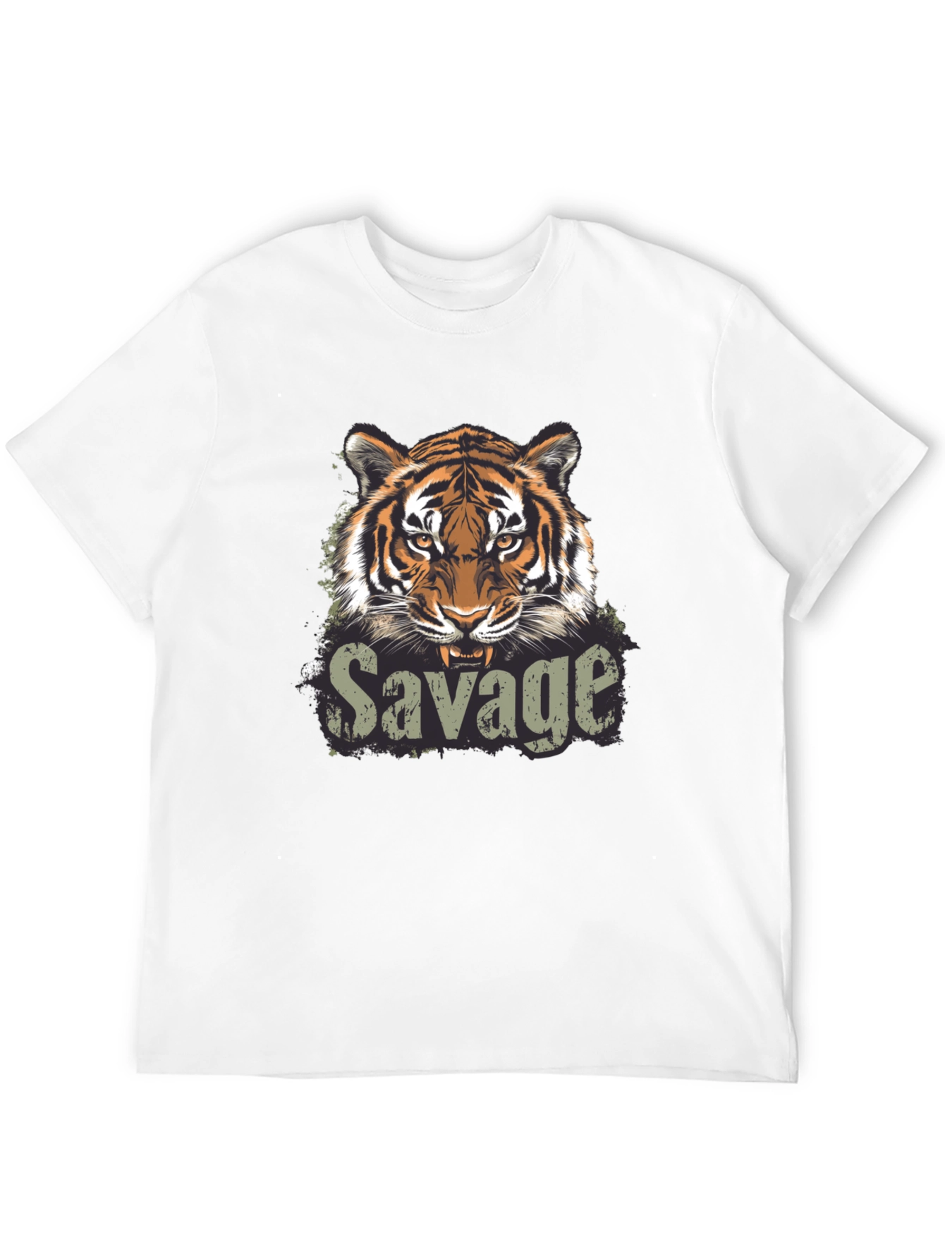 Savage Tiger Graphic Print Black T-Shirt