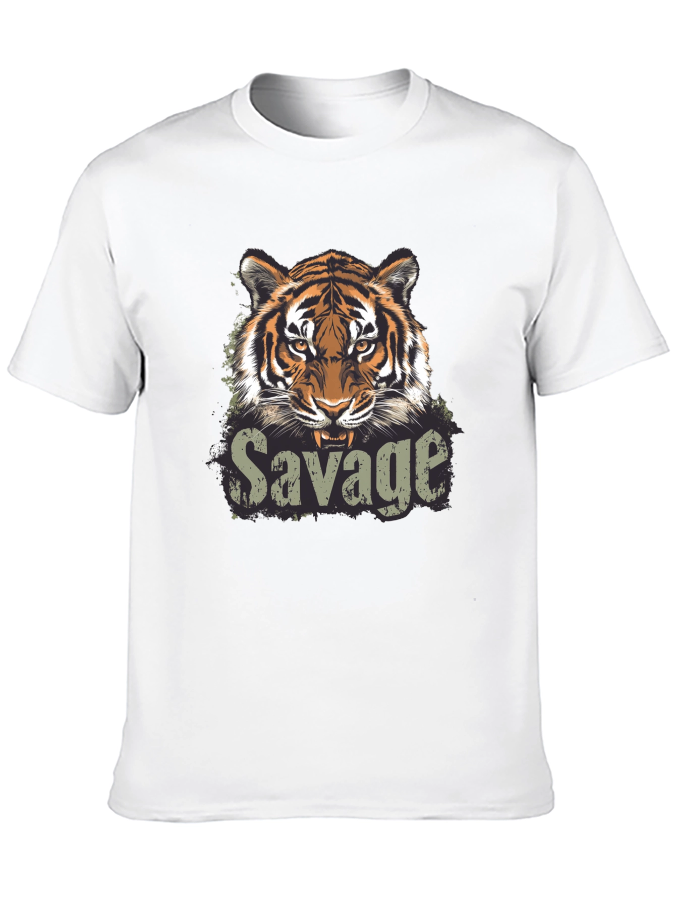 Savage Tiger Graphic Print Black T-Shirt