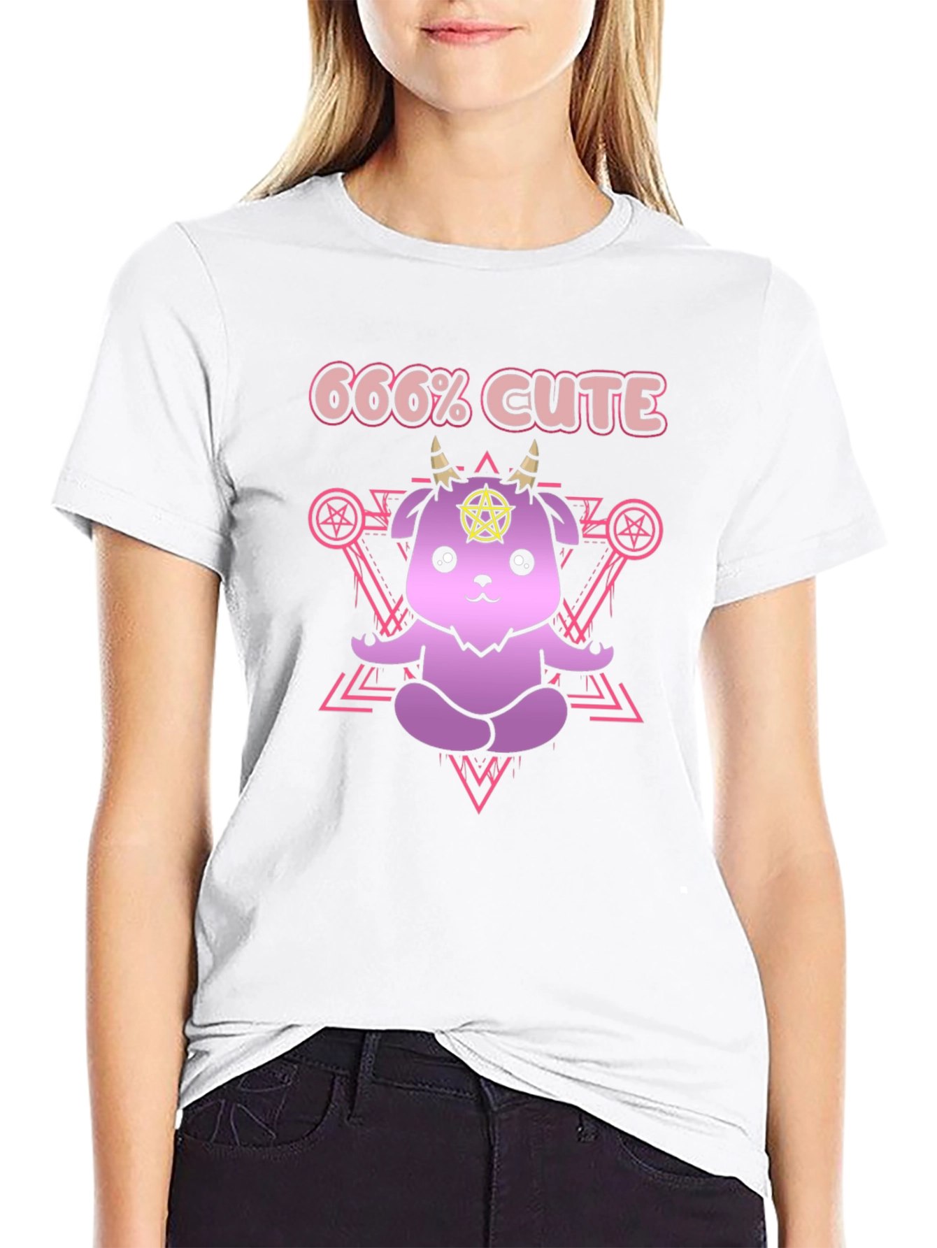 666% Cute T-Shirt - Kawaii Satanic Goat Tee