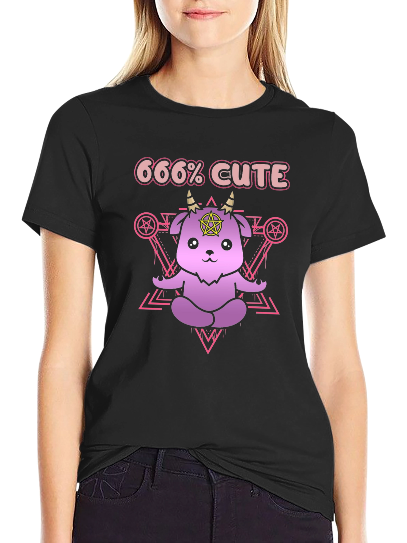 666% Cute T-Shirt - Kawaii Satanic Goat Tee