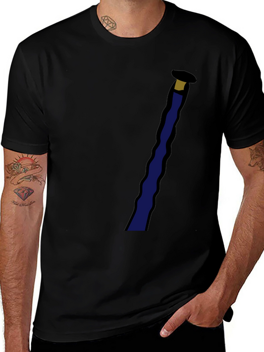 Novelty Black T-Shirt with Staff Graphic