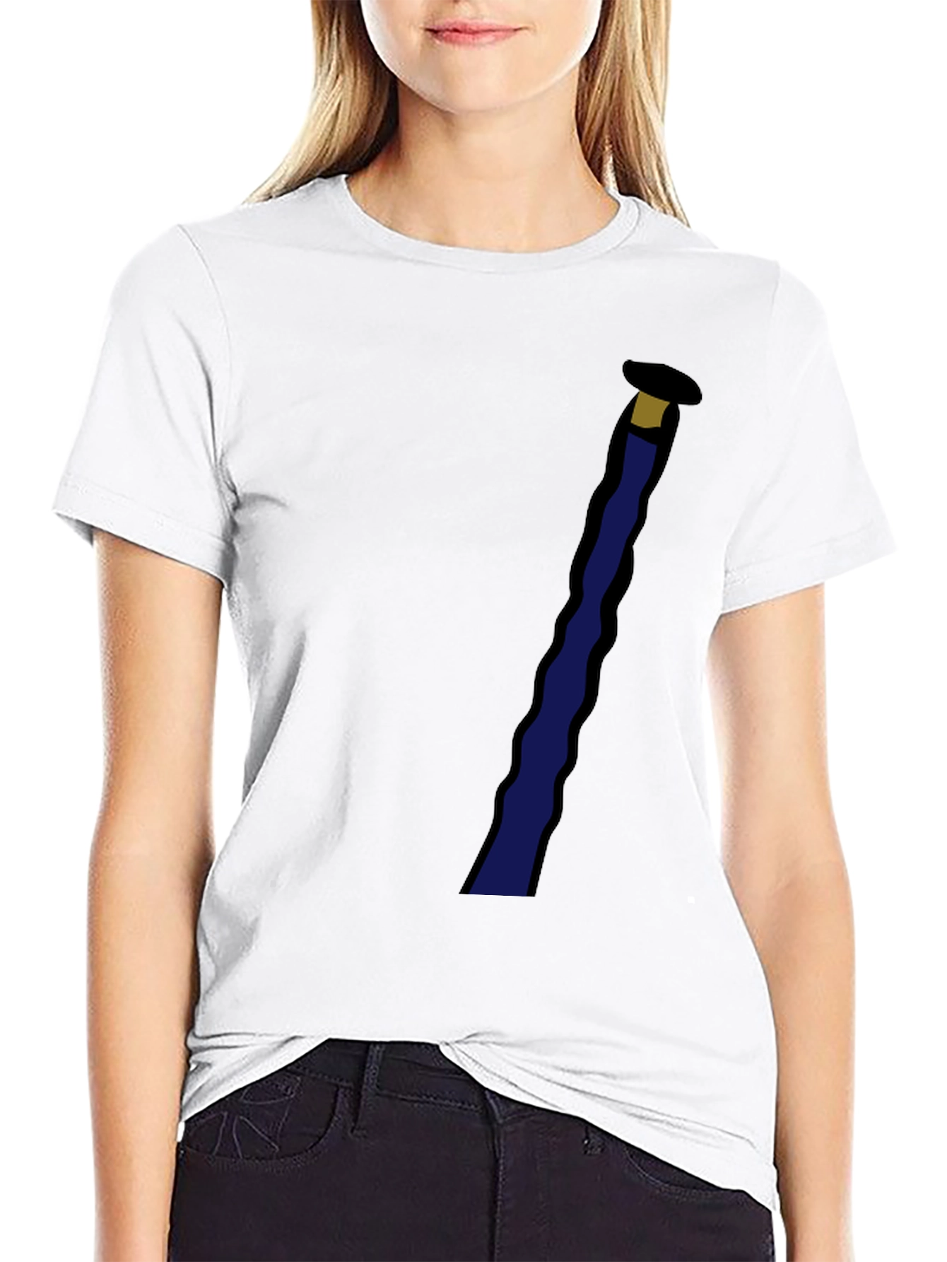 Novelty Black T-Shirt with Staff Graphic