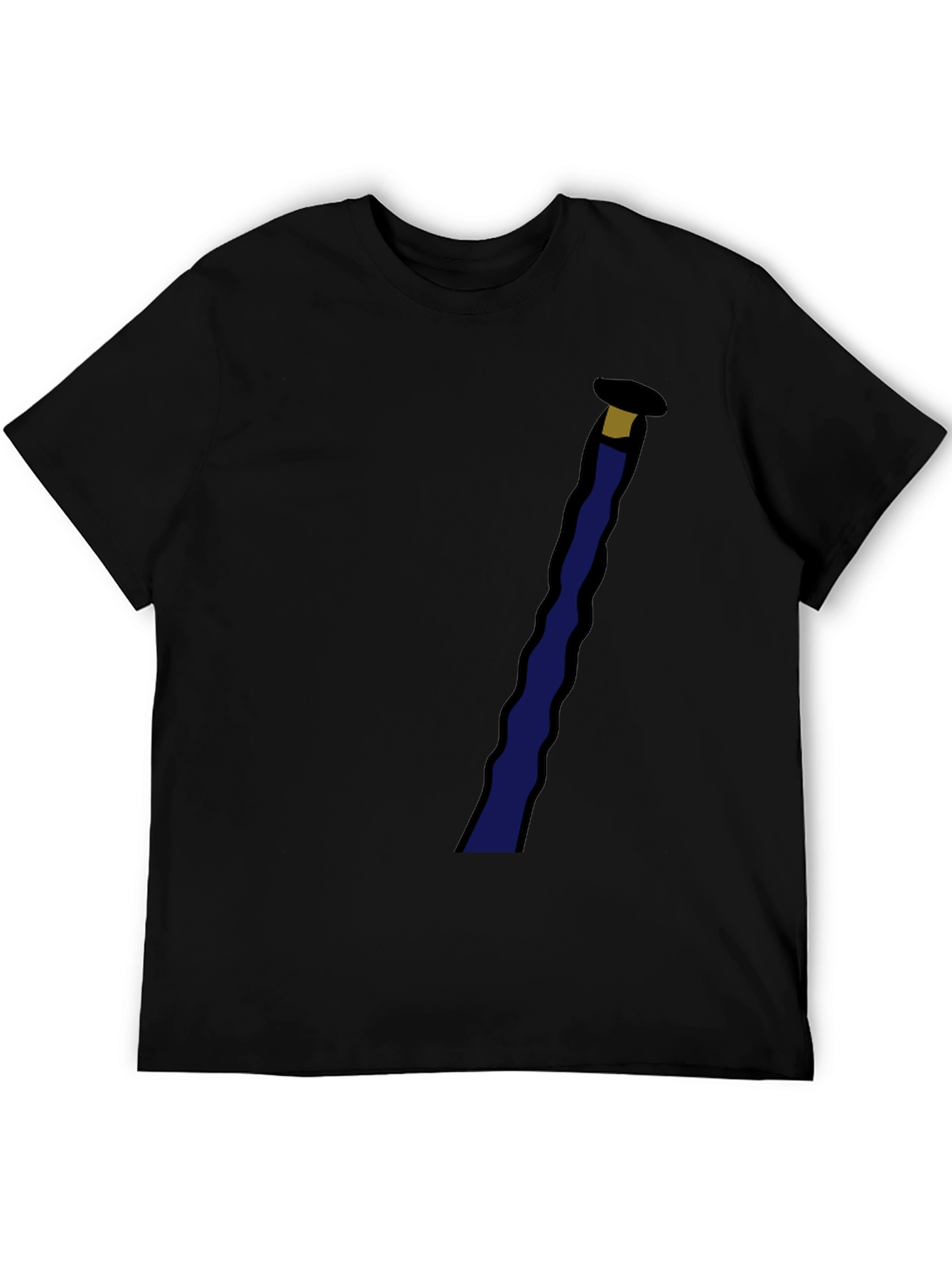 Novelty Black T-Shirt with Staff Graphic