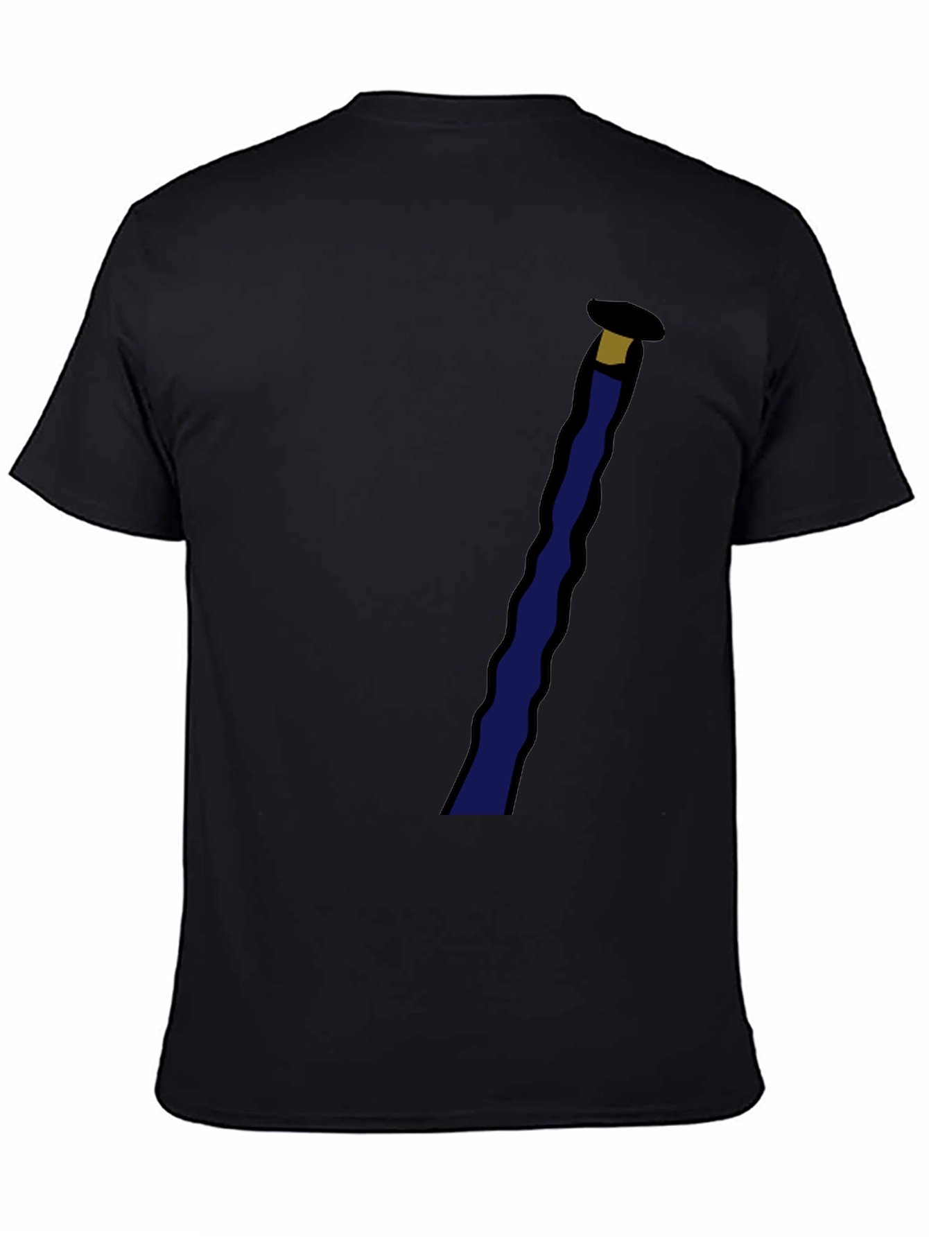 Novelty Black T-Shirt with Staff Graphic
