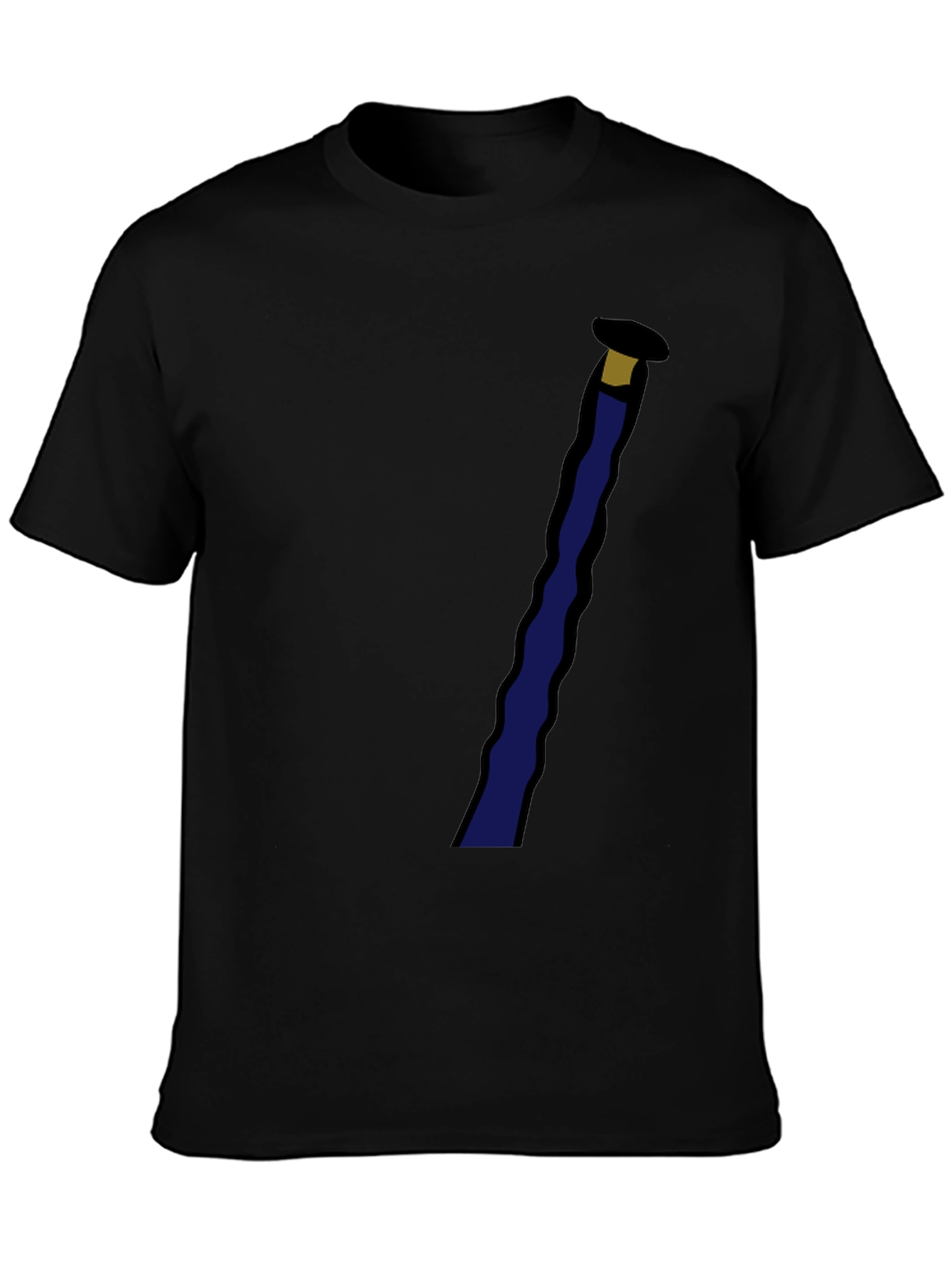 Novelty Black T-Shirt with Staff Graphic