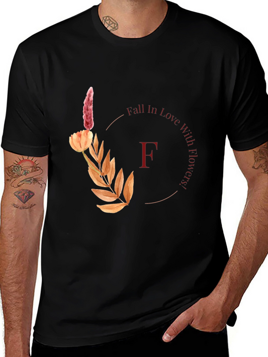 Fall In Love With Flowers Black T-Shirt