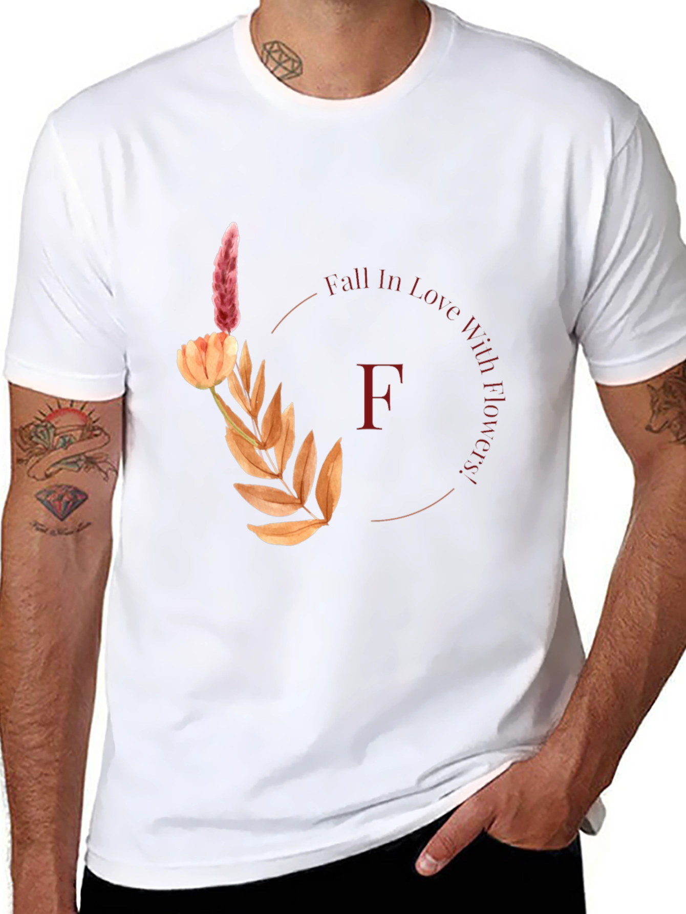 Fall In Love With Flowers Black T-Shirt