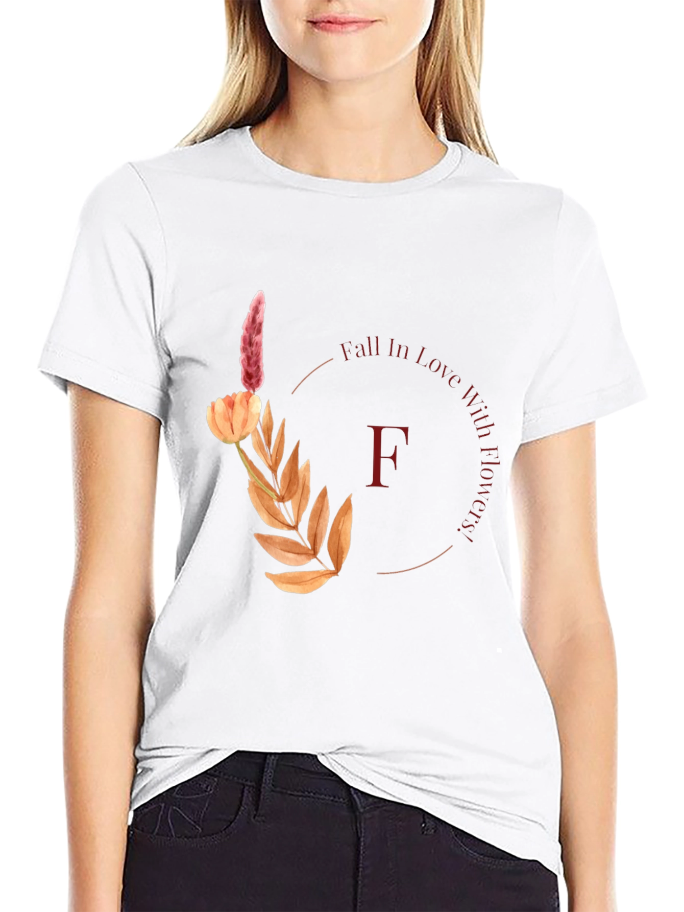 Fall In Love With Flowers Black T-Shirt