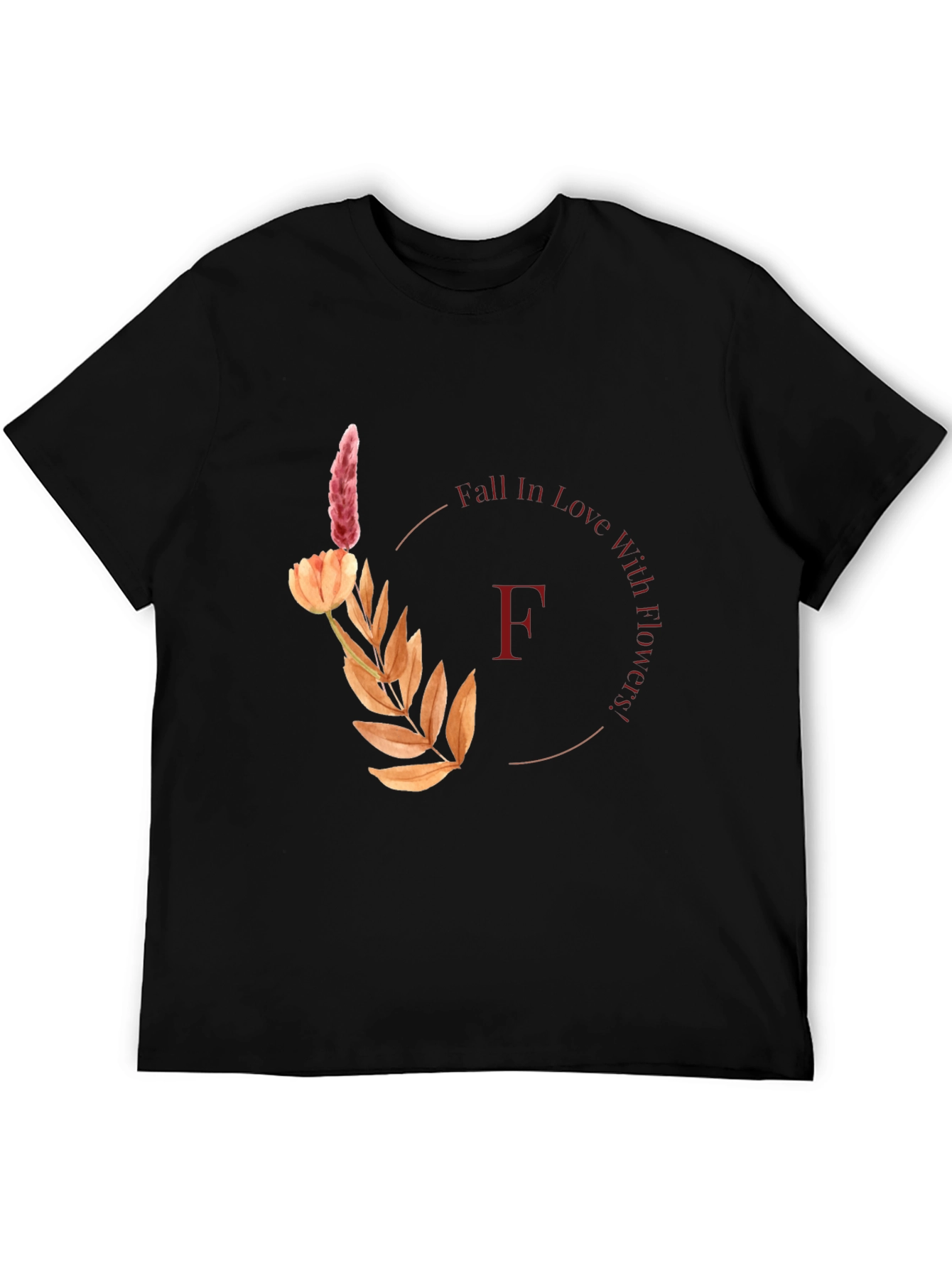 Fall In Love With Flowers Black T-Shirt