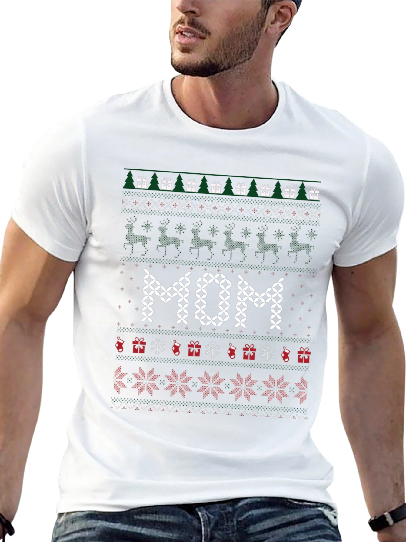 Mom Ugly Christmas Sweater Style T-Shirt