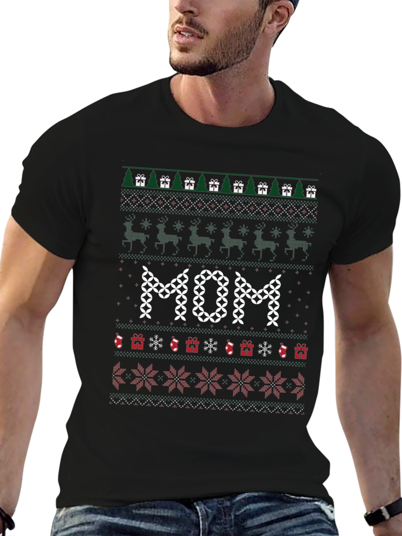 Mom Ugly Christmas Sweater Style T-Shirt