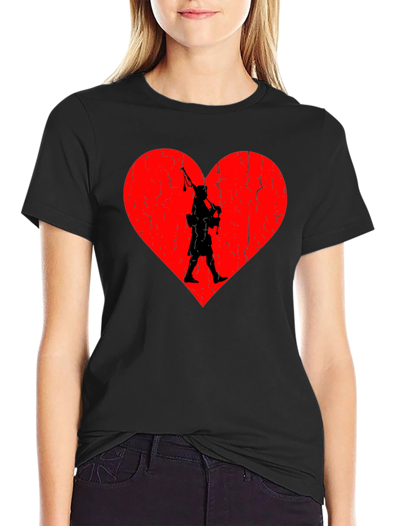 Scottish Pride Tee: Bagpiper Heart Design