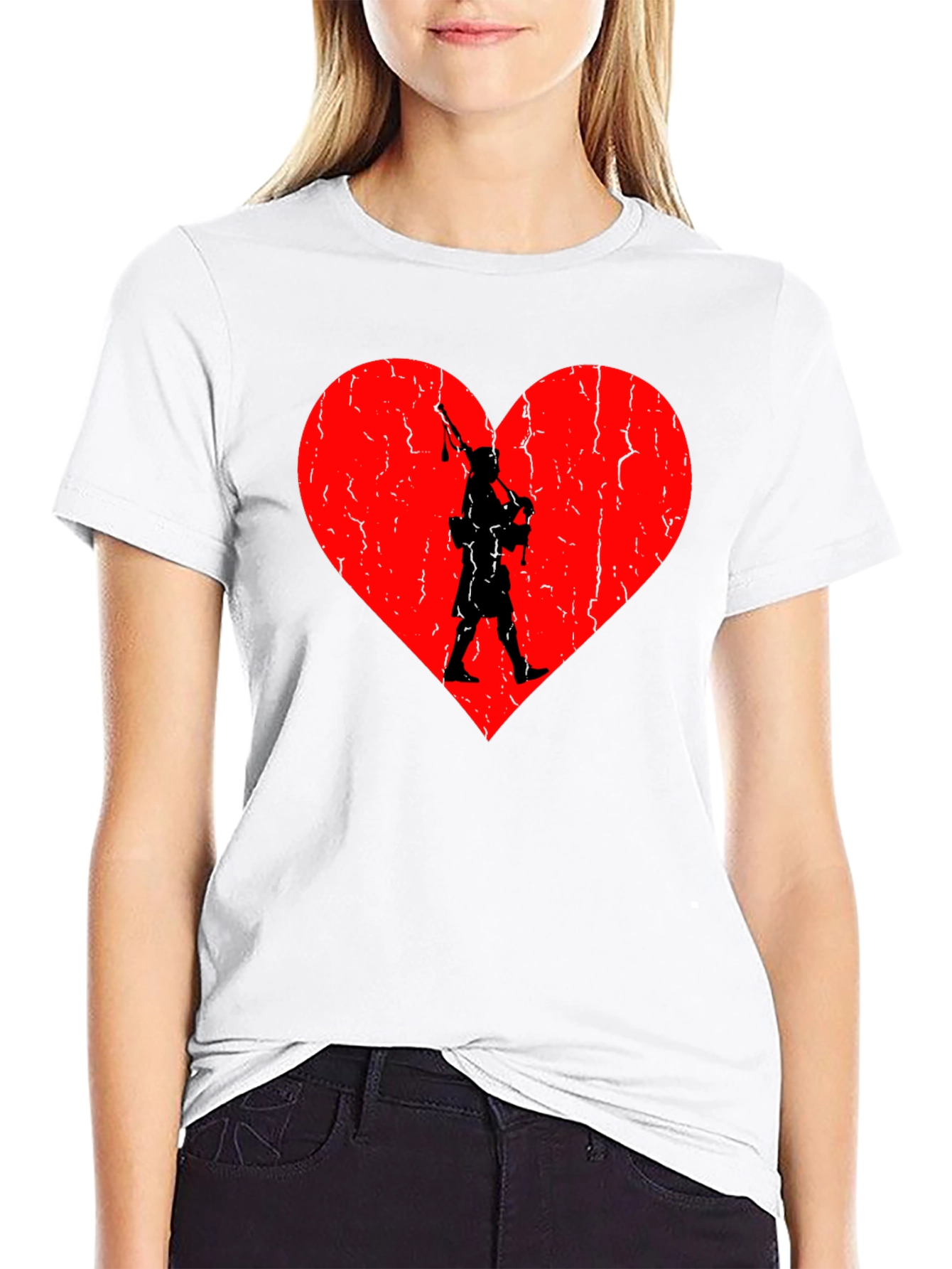Scottish Pride Tee: Bagpiper Heart Design