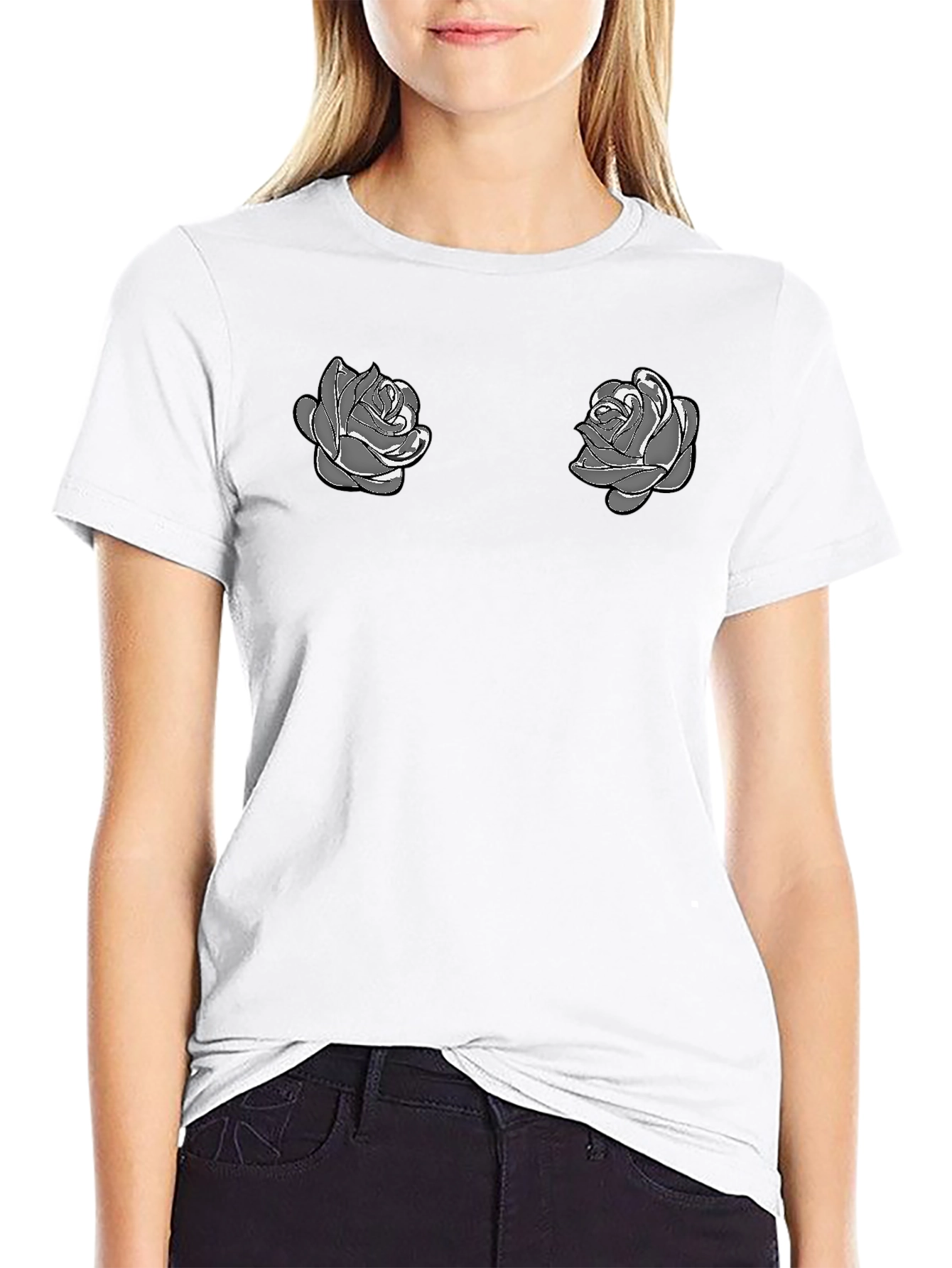 Rose Graphic Tee - Modern Floral Design