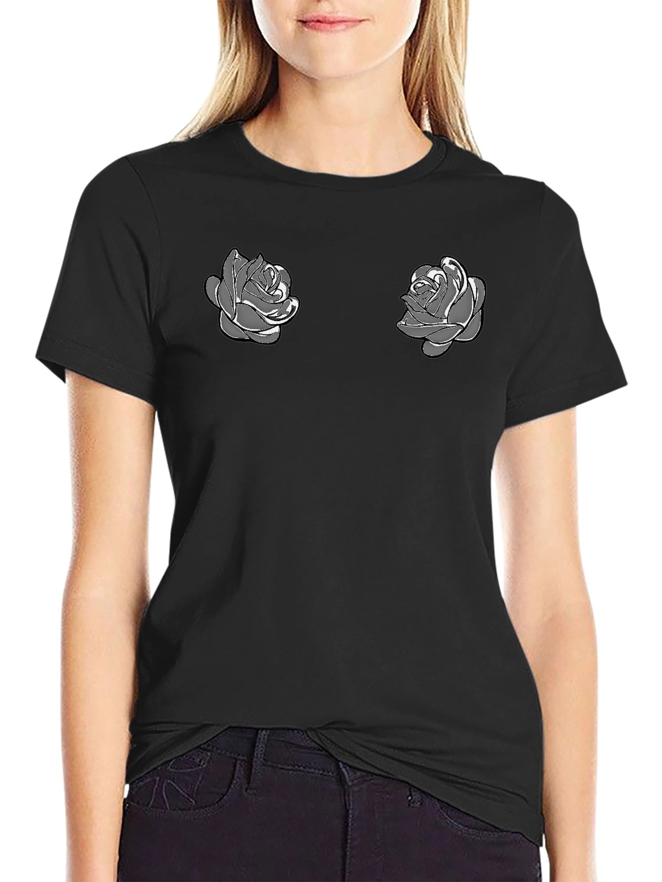Rose Graphic Tee - Modern Floral Design
