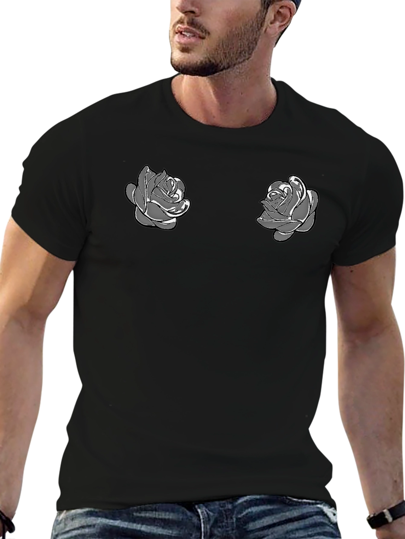 Rose Graphic Tee - Modern Floral Design