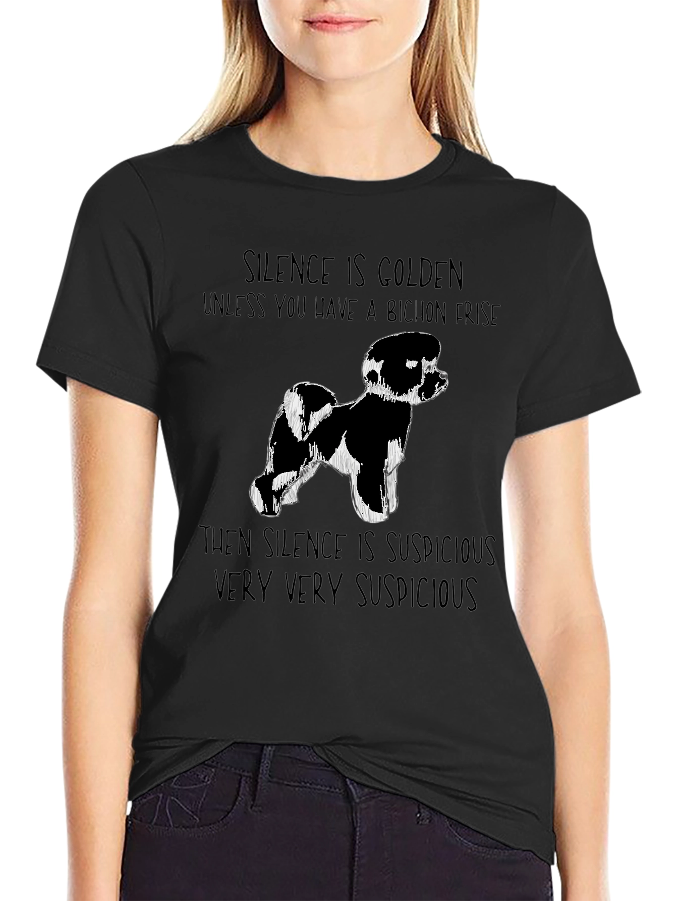 Bichon Frise Silence T-Shirt Funny Dog Tee