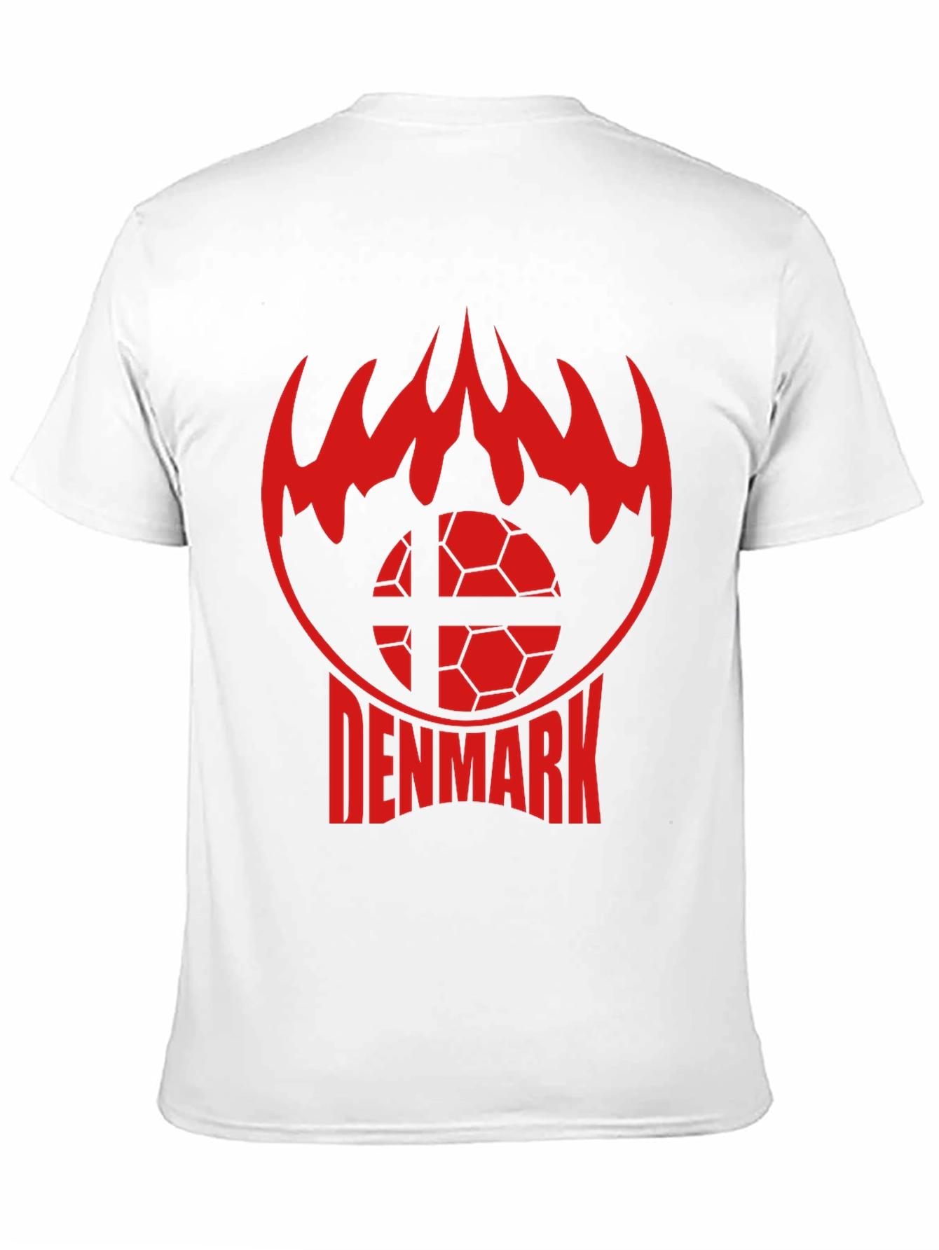 Denmark Soccer T-Shirt - Red Flames Graphic Tee