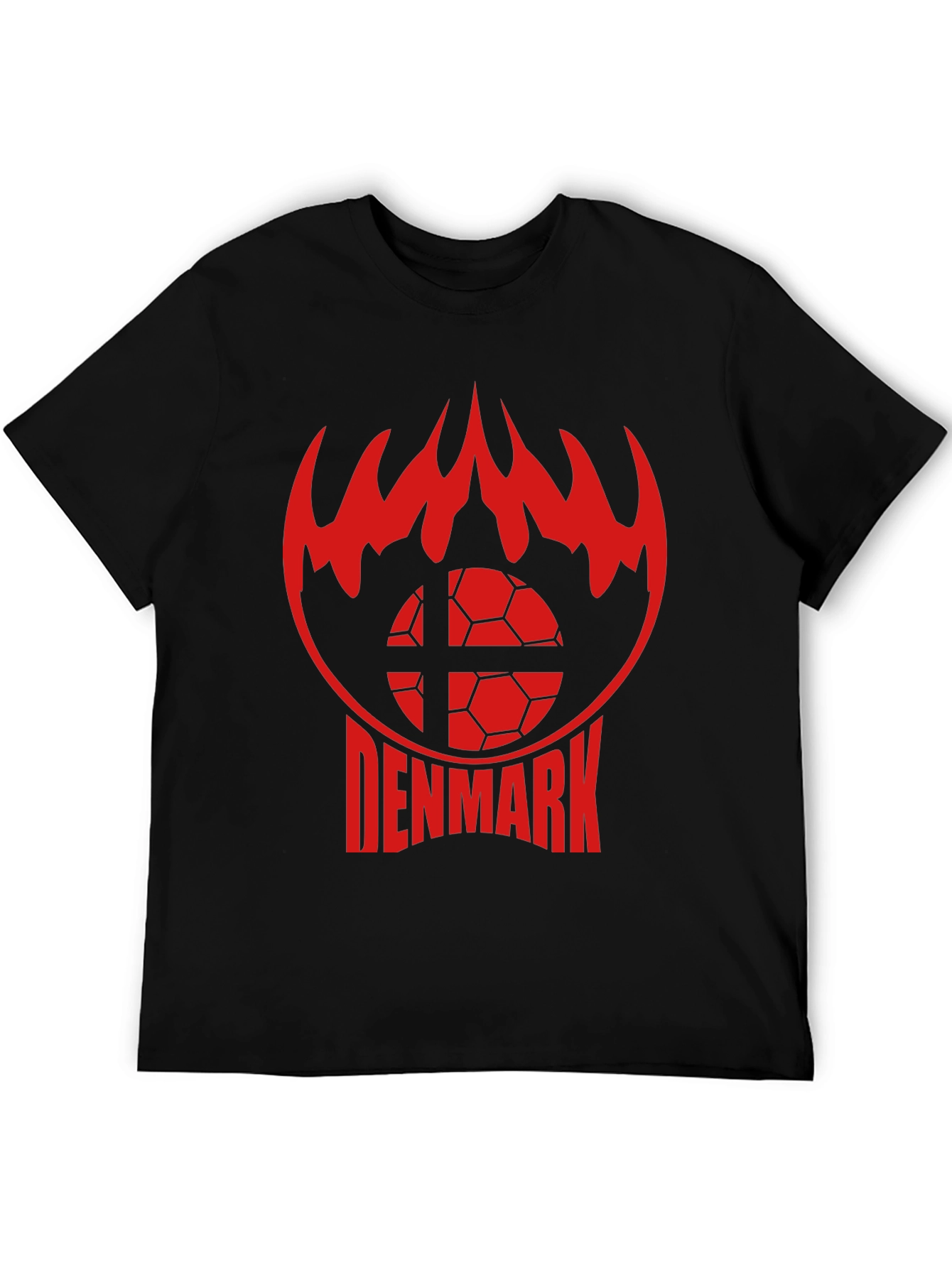 Denmark Soccer T-Shirt - Red Flames Graphic Tee