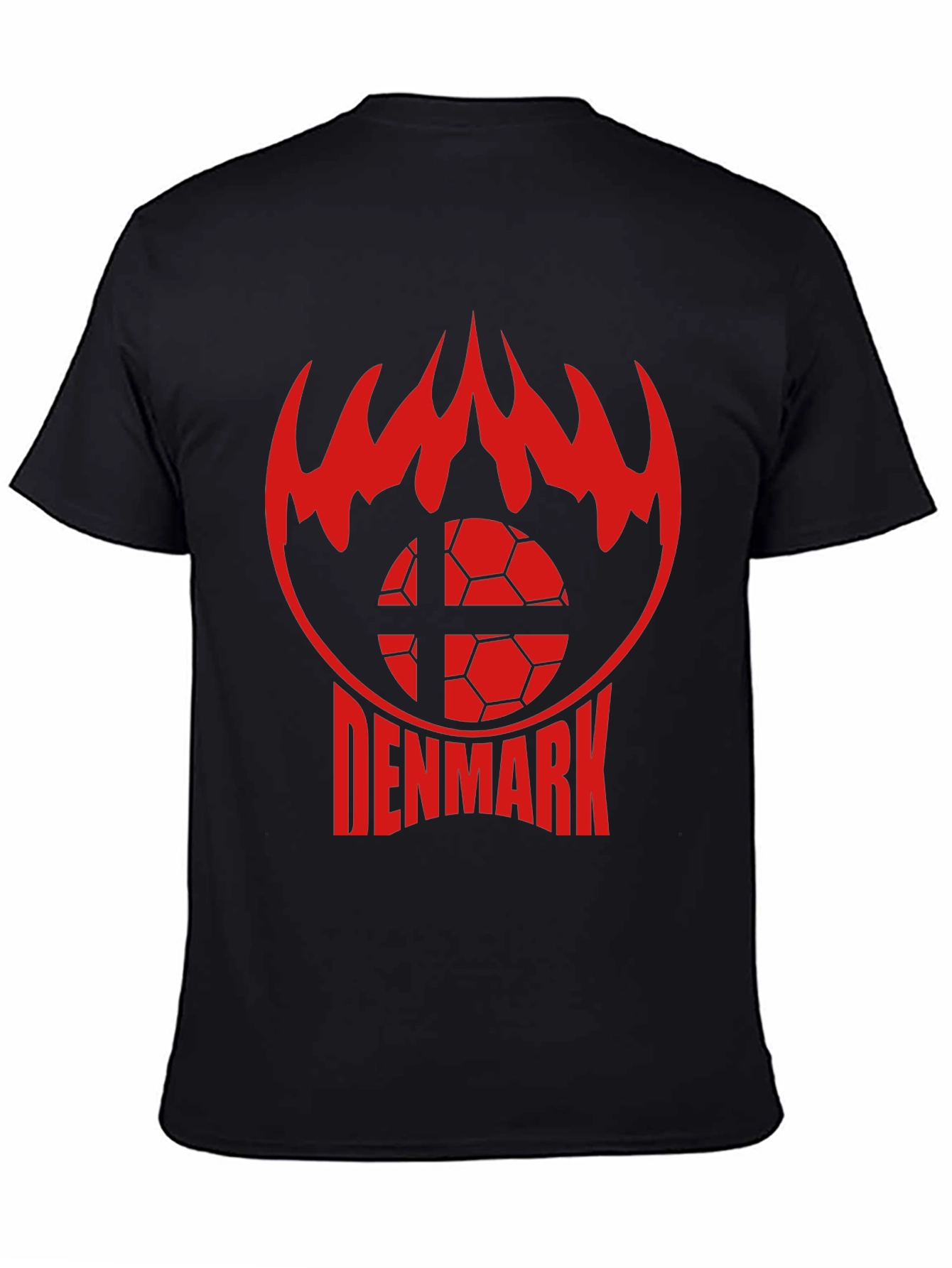Denmark Soccer T-Shirt - Red Flames Graphic Tee